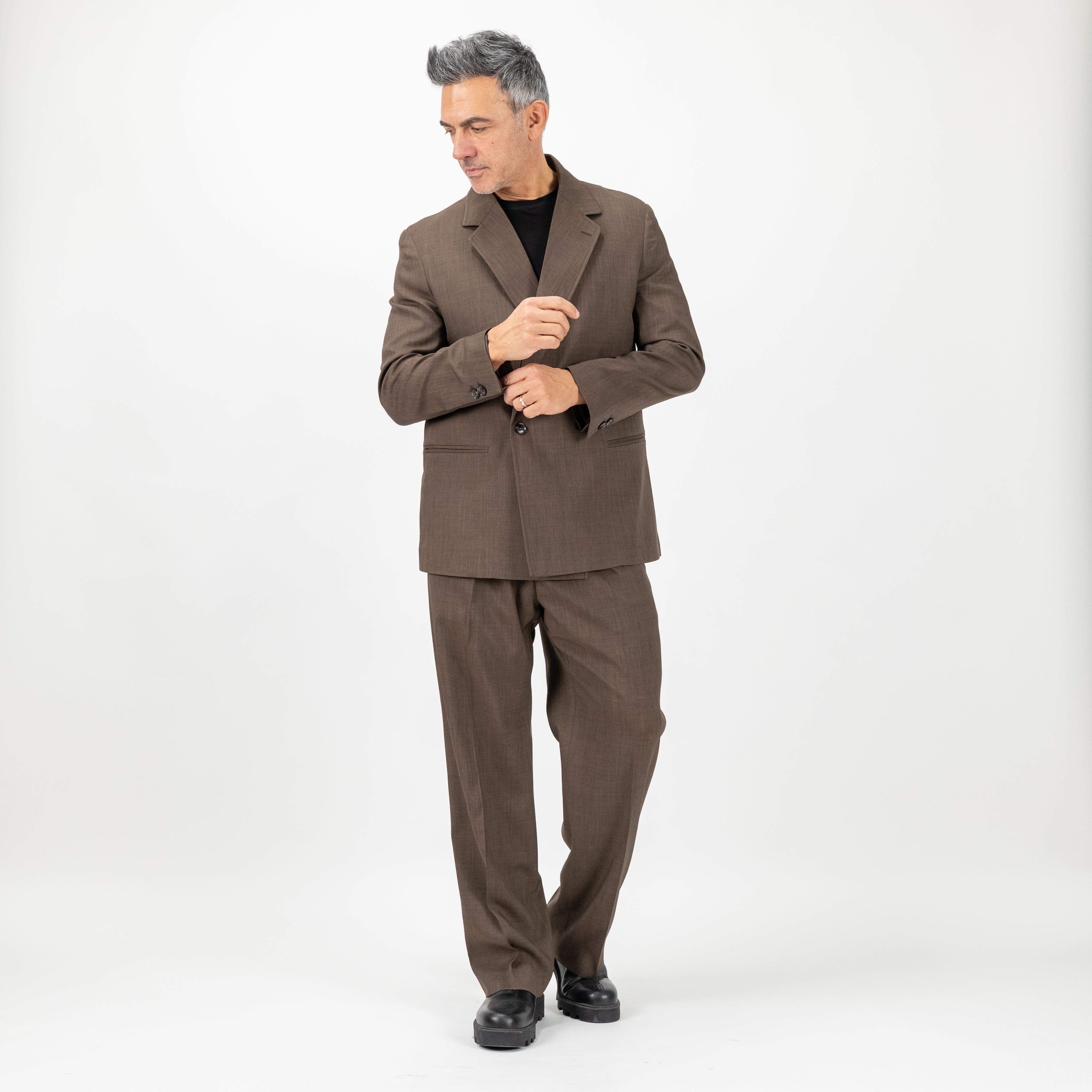 Traje cruzado extragrande - Gris paloma