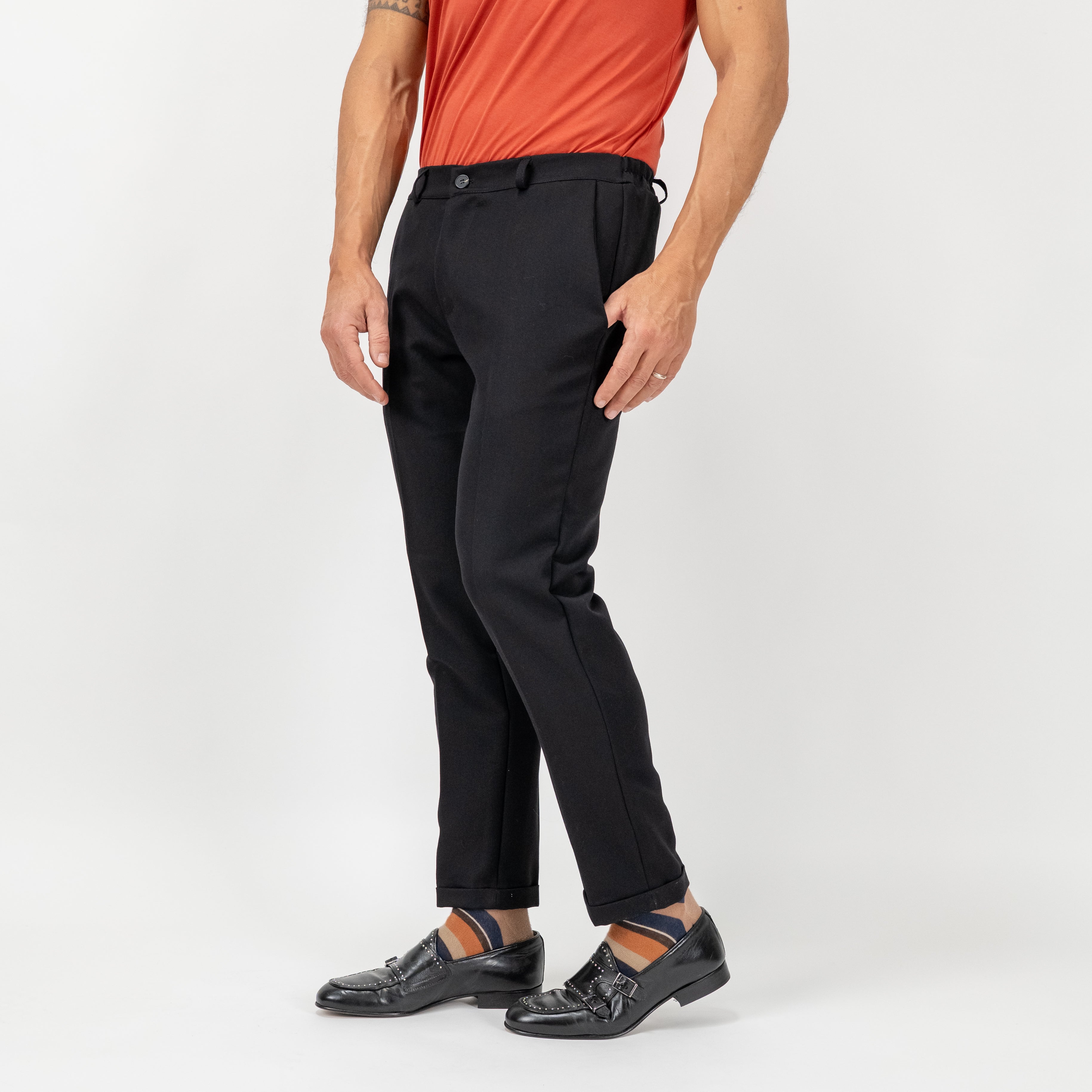 Pantalone con molla posteriore - Nero