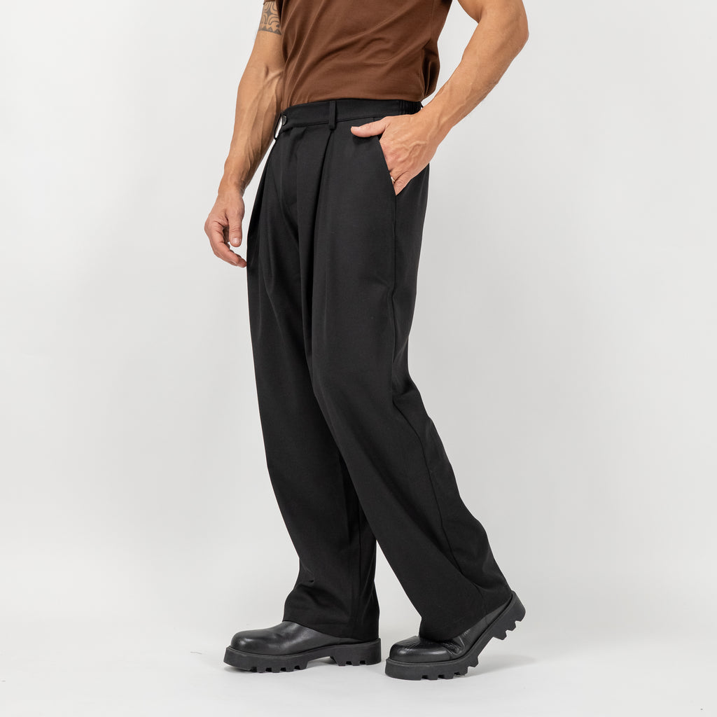 Pantalone palazzo con pinces larga - Nero