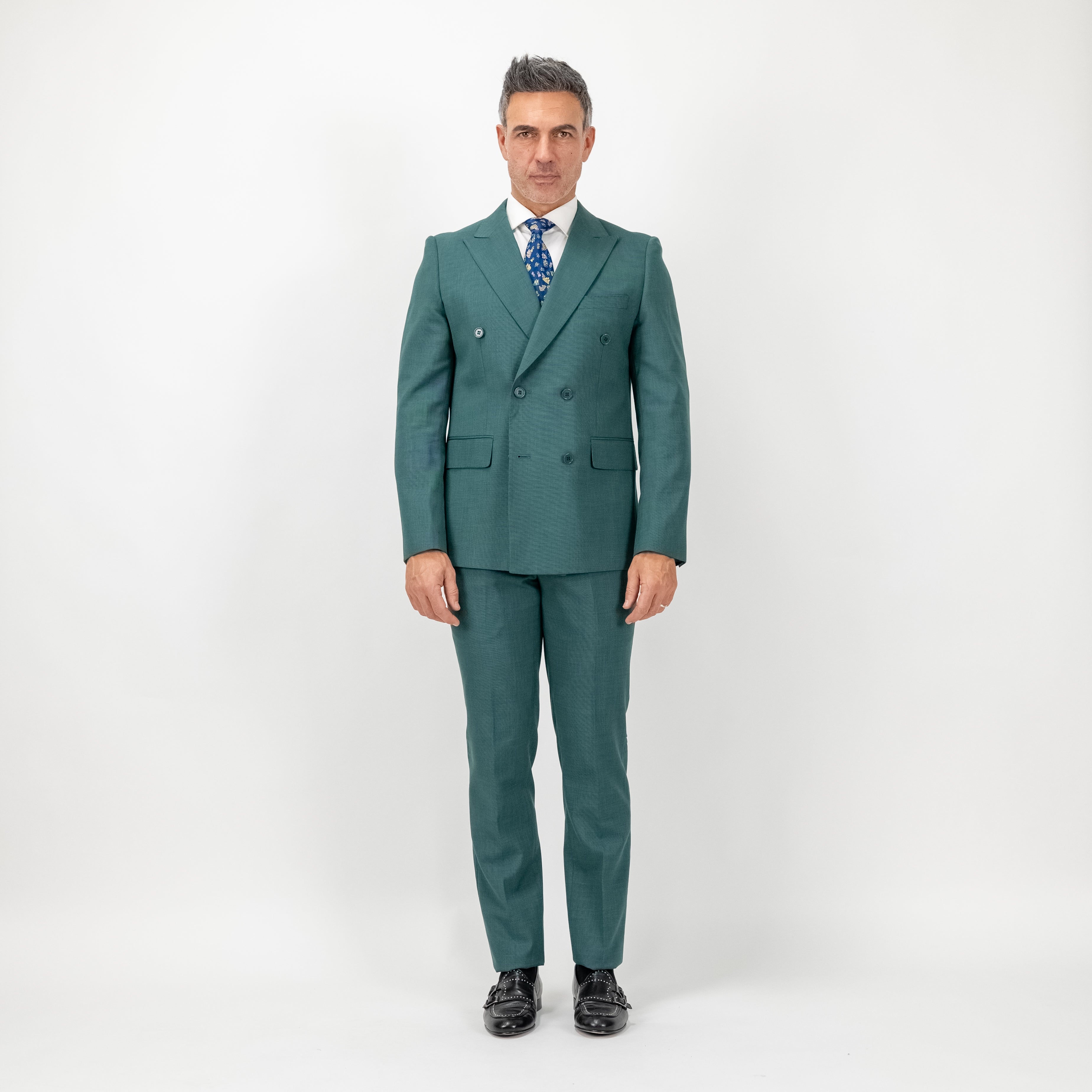 Traje cruzado melange - Verde