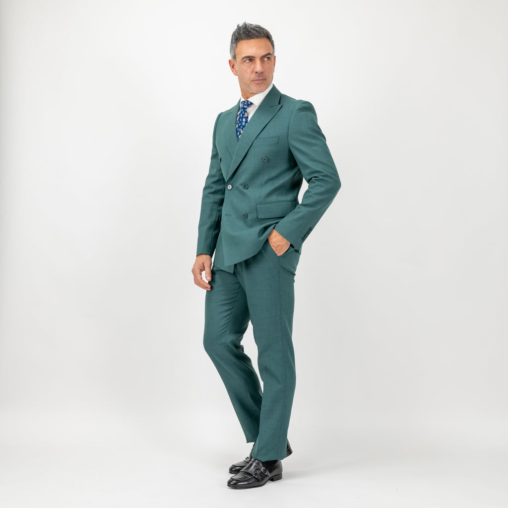 Traje cruzado melange - Verde