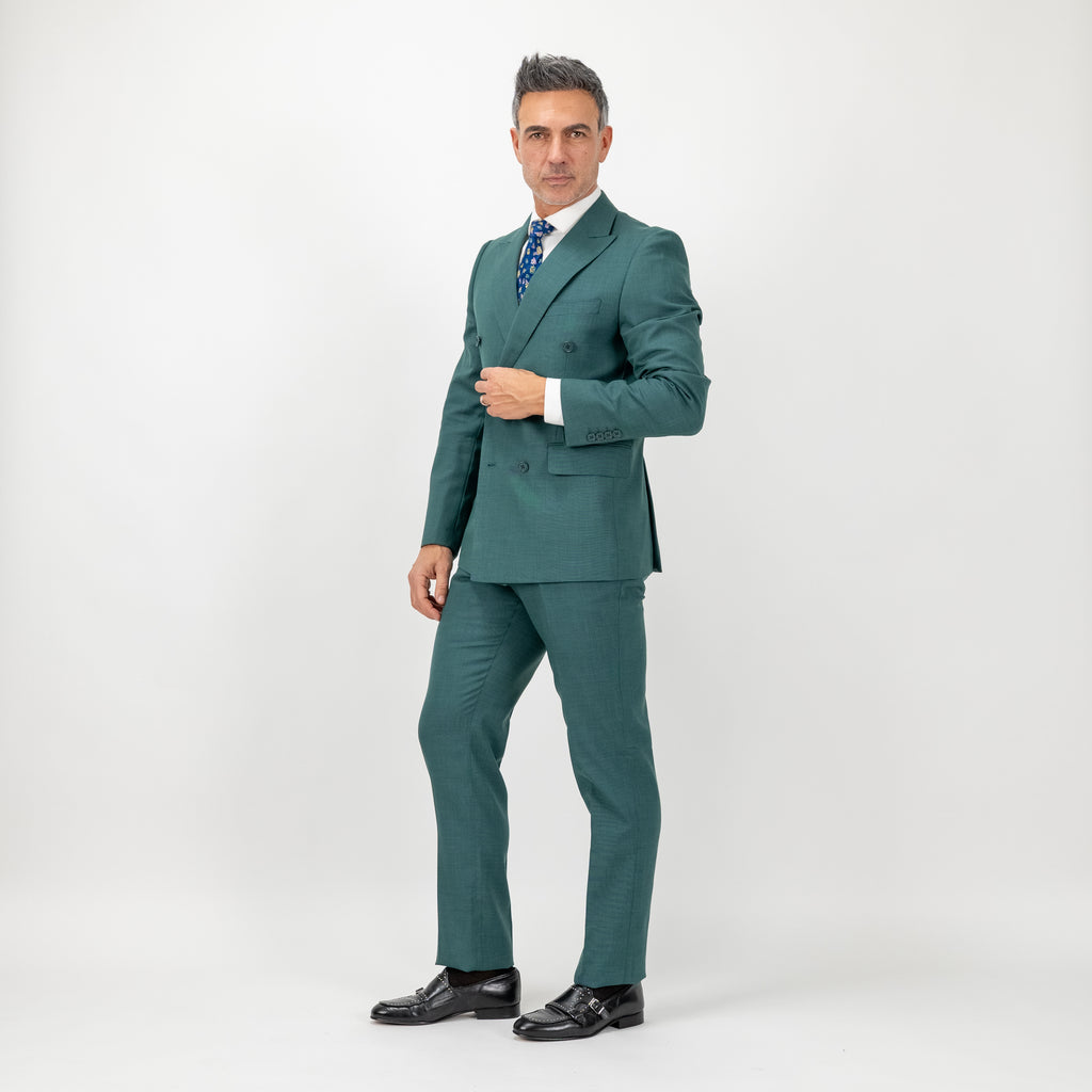 Traje cruzado melange - Verde
