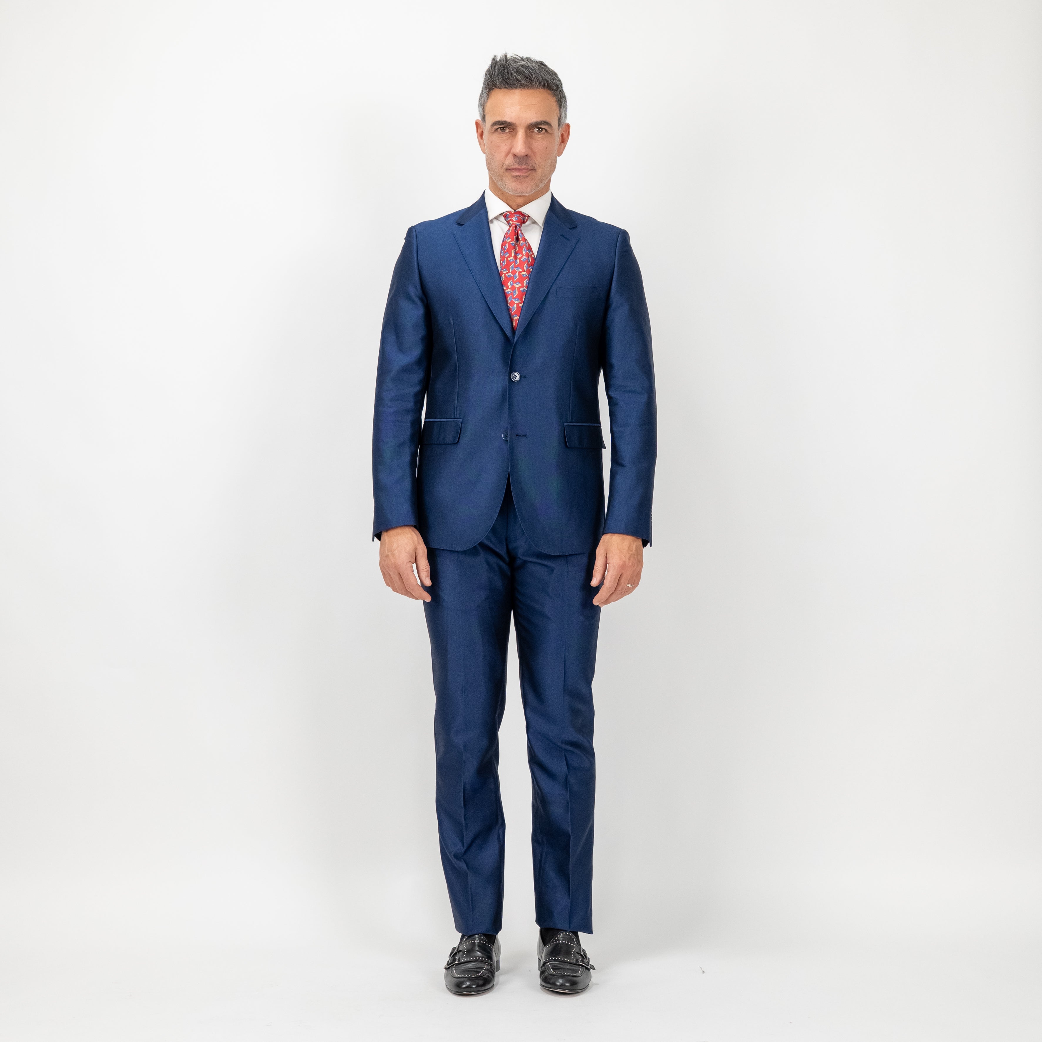 Traje brillante de un solo pecho - Azul marino