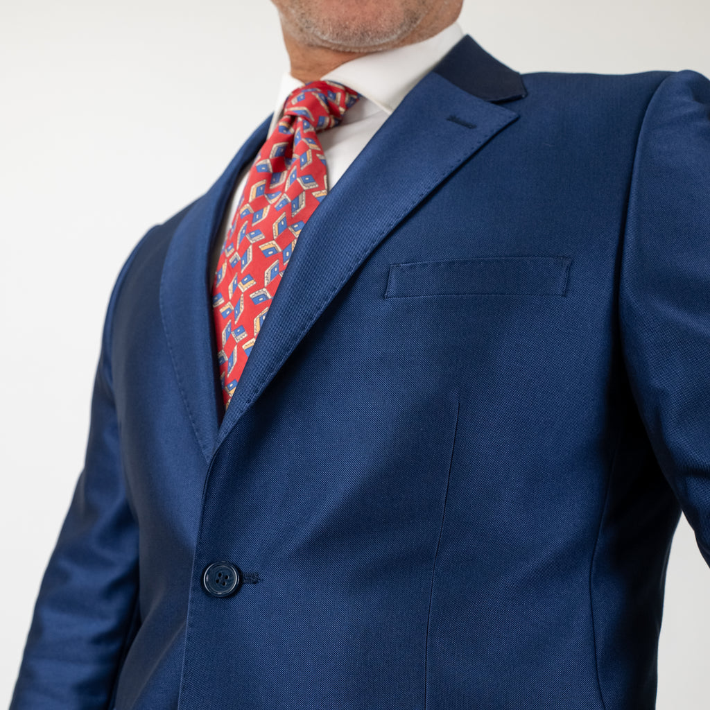 Traje brillante de un solo pecho - Azul marino