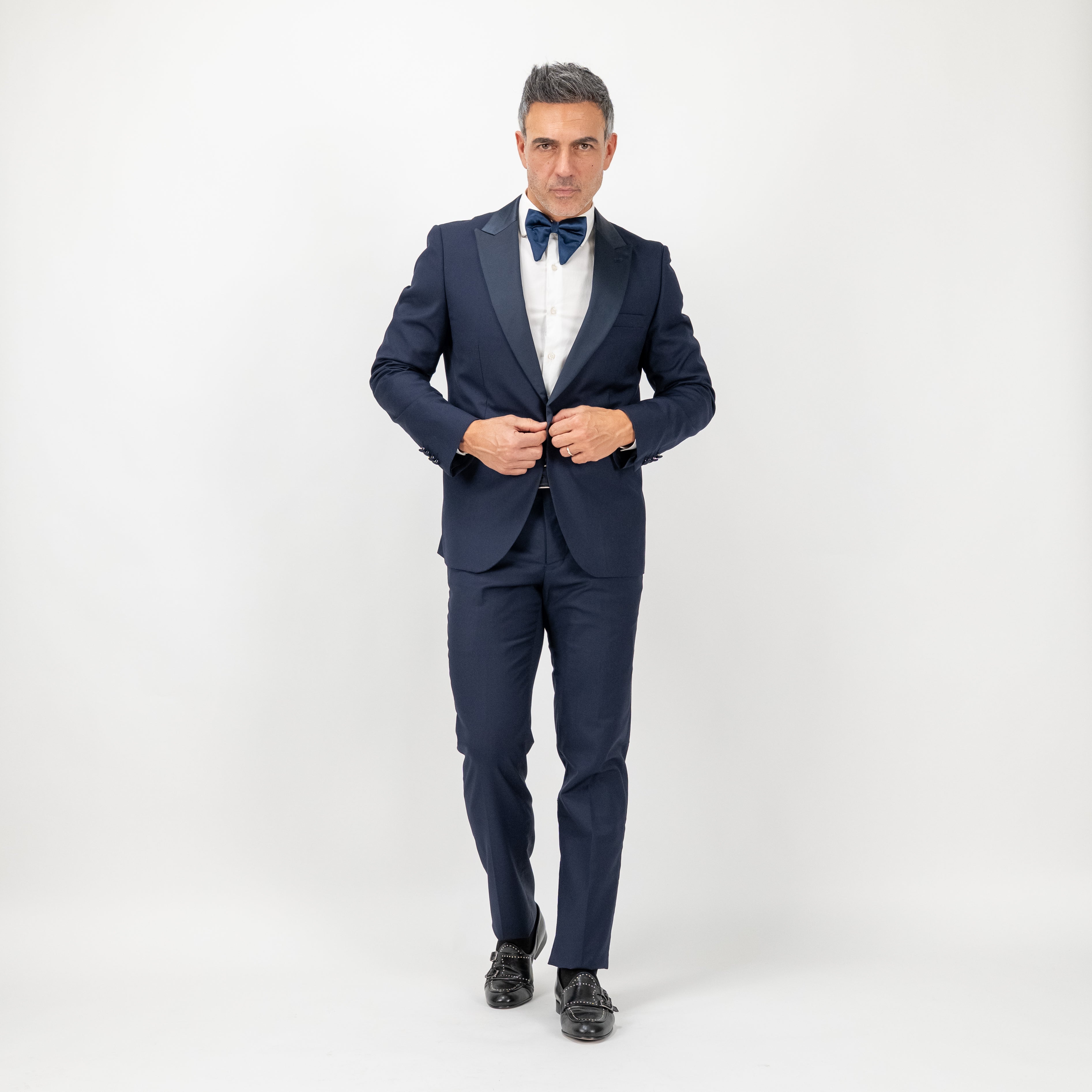 Esmoquin de botonadura sencilla con solapa de pico - Azul