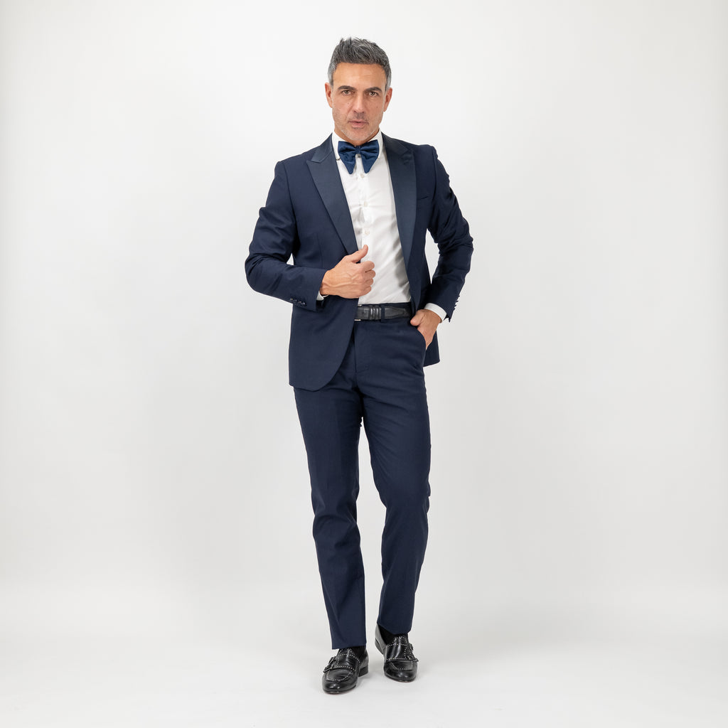 Esmoquin de botonadura sencilla con solapa de pico - Azul