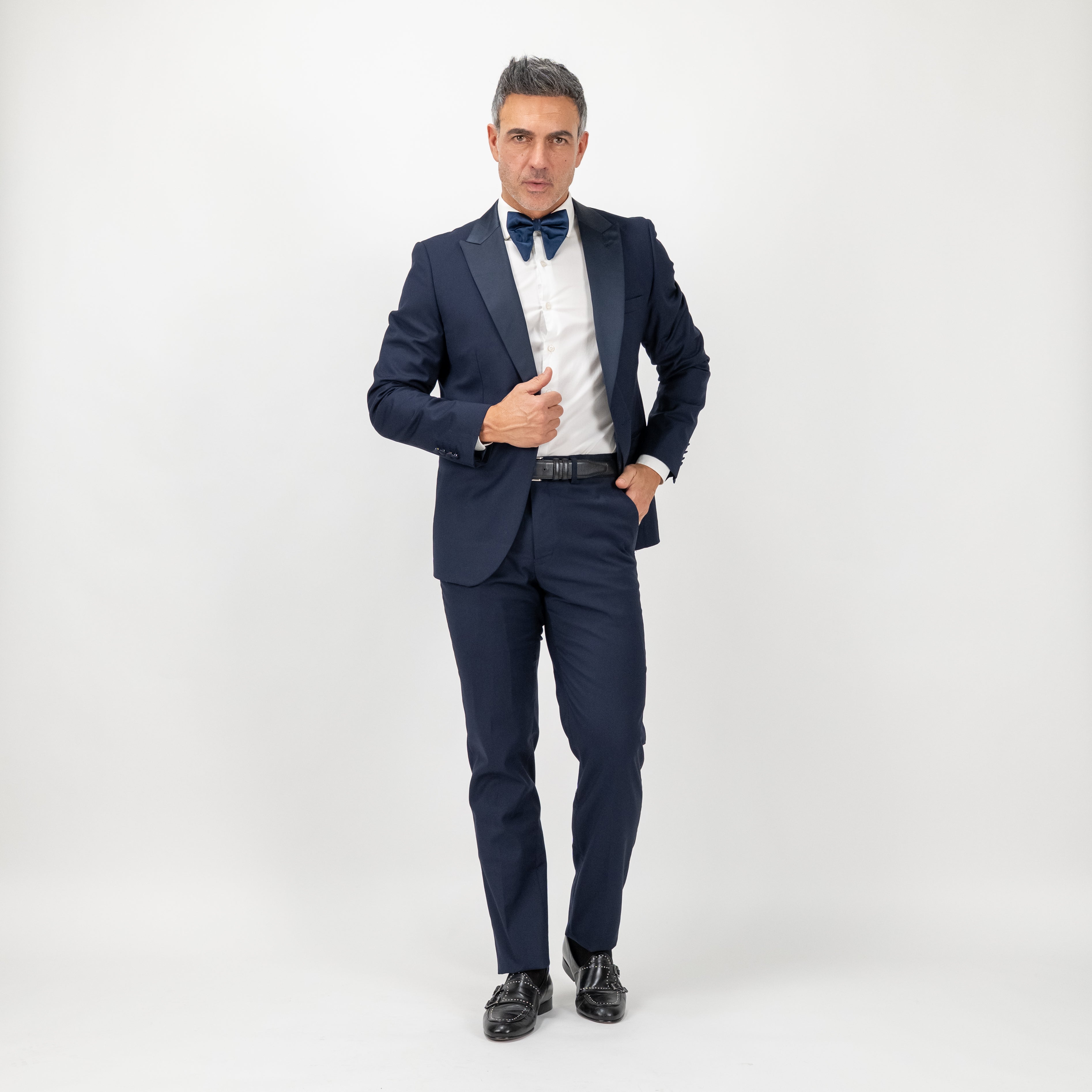 Esmoquin de botonadura sencilla con solapa de pico - Azul