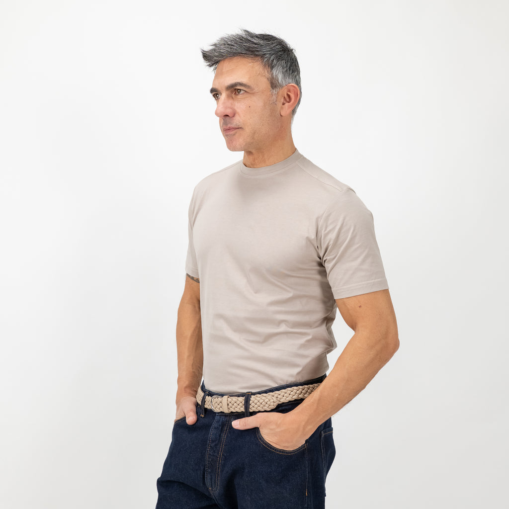 T-shirt in Filo di Scozia vestibilità aderente - Beige