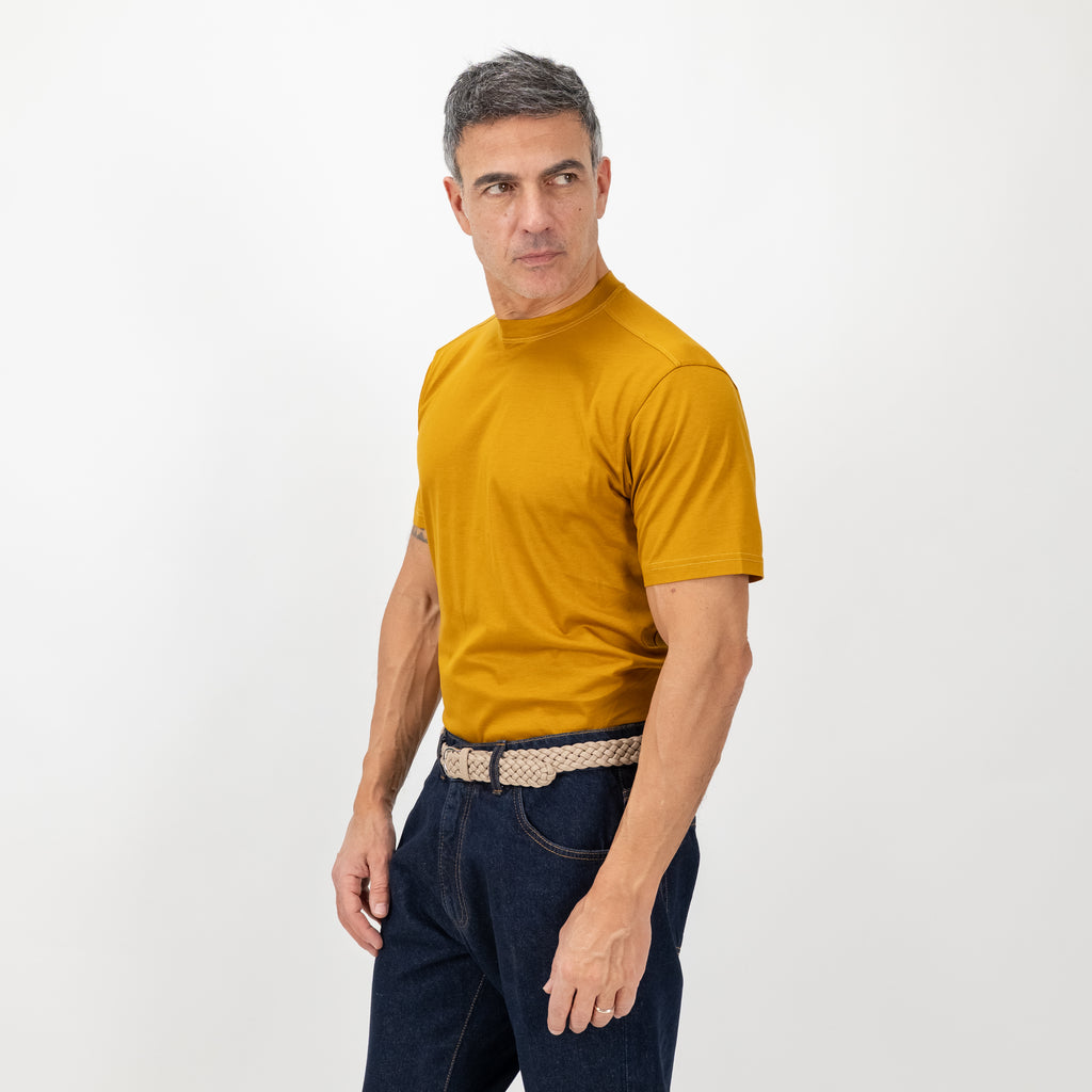 T-shirt in Filo di Scozia vestibilità aderente - Giallo