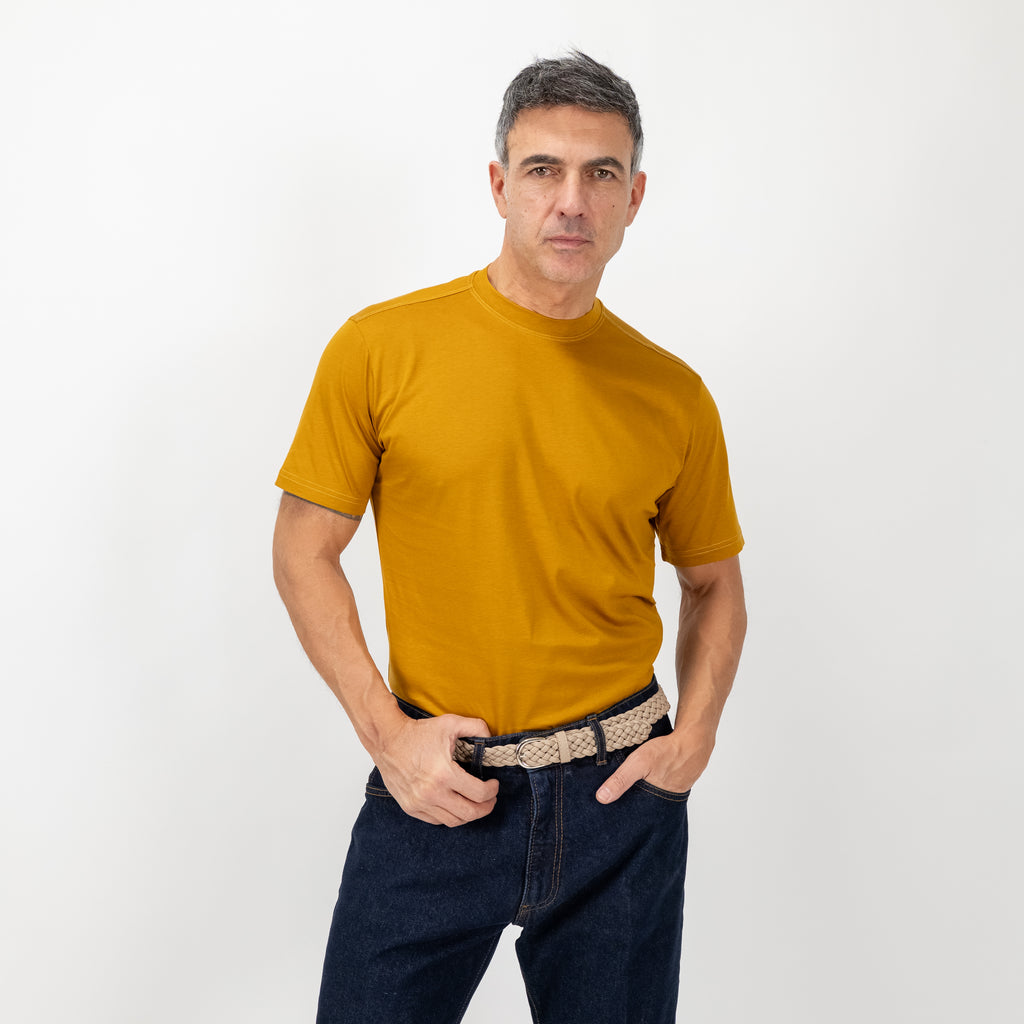T-shirt in Filo di Scozia vestibilità aderente - Giallo