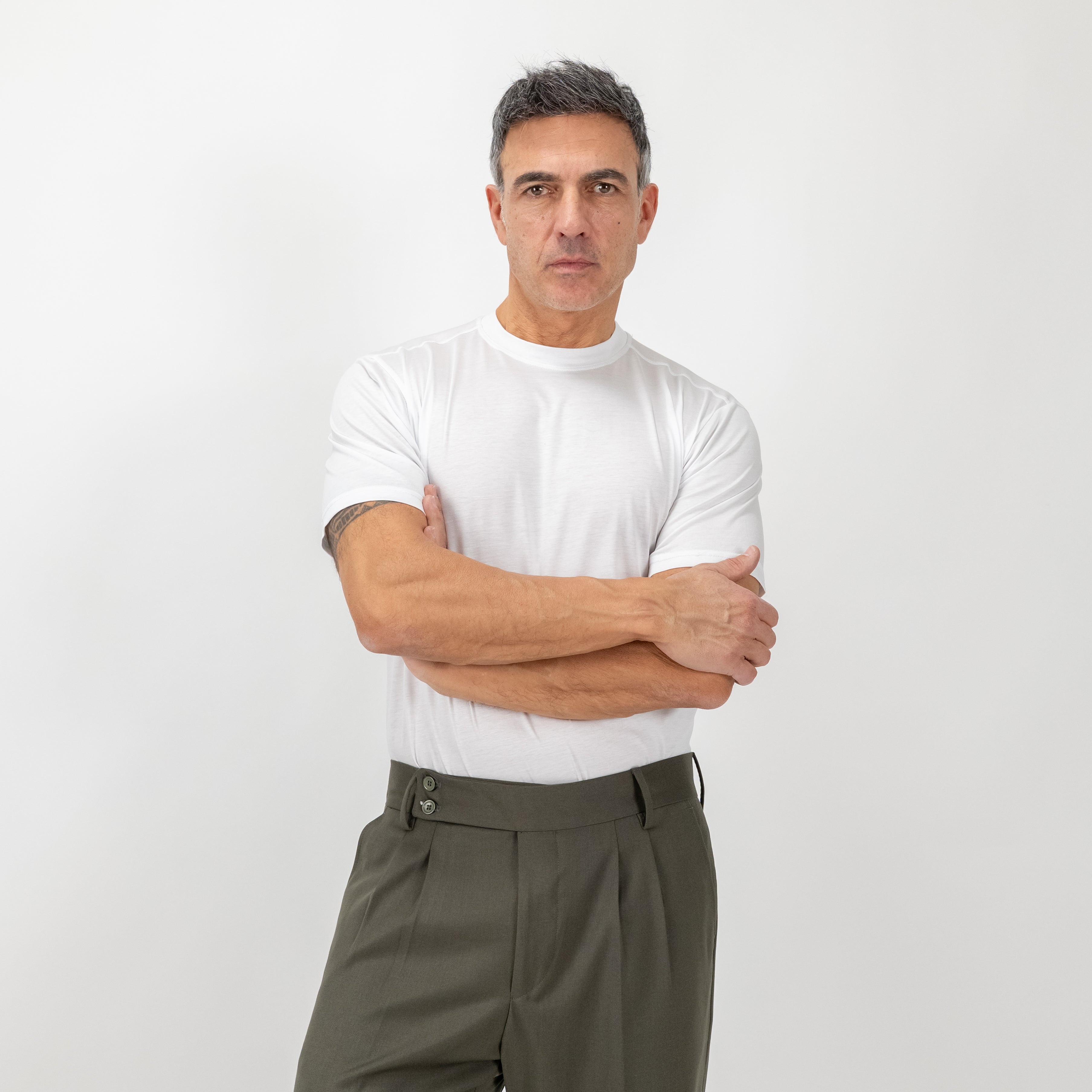 T-shirt in Filo di Scozia vestibilità aderente - Bianco