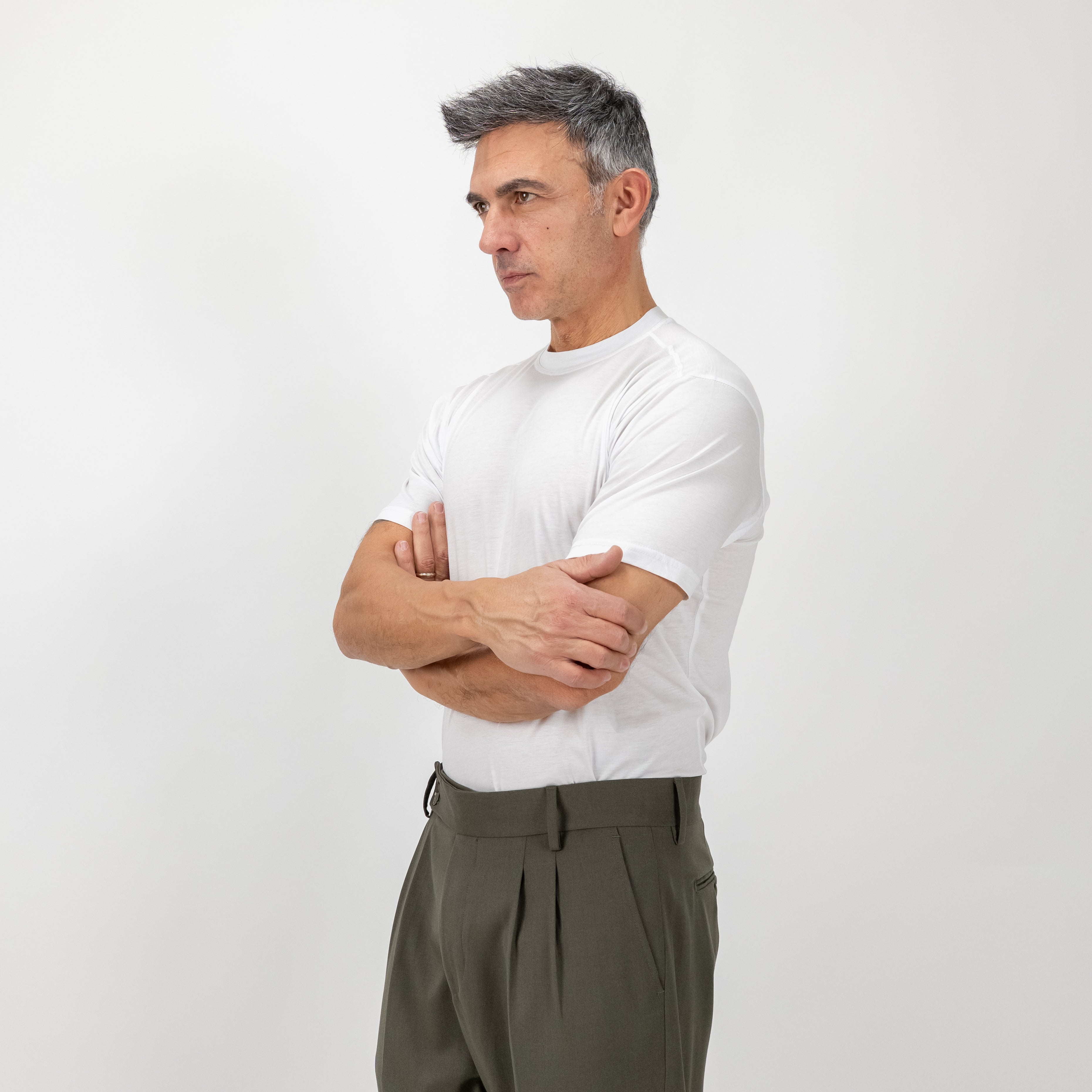 T-shirt in Filo di Scozia vestibilità aderente - Bianco