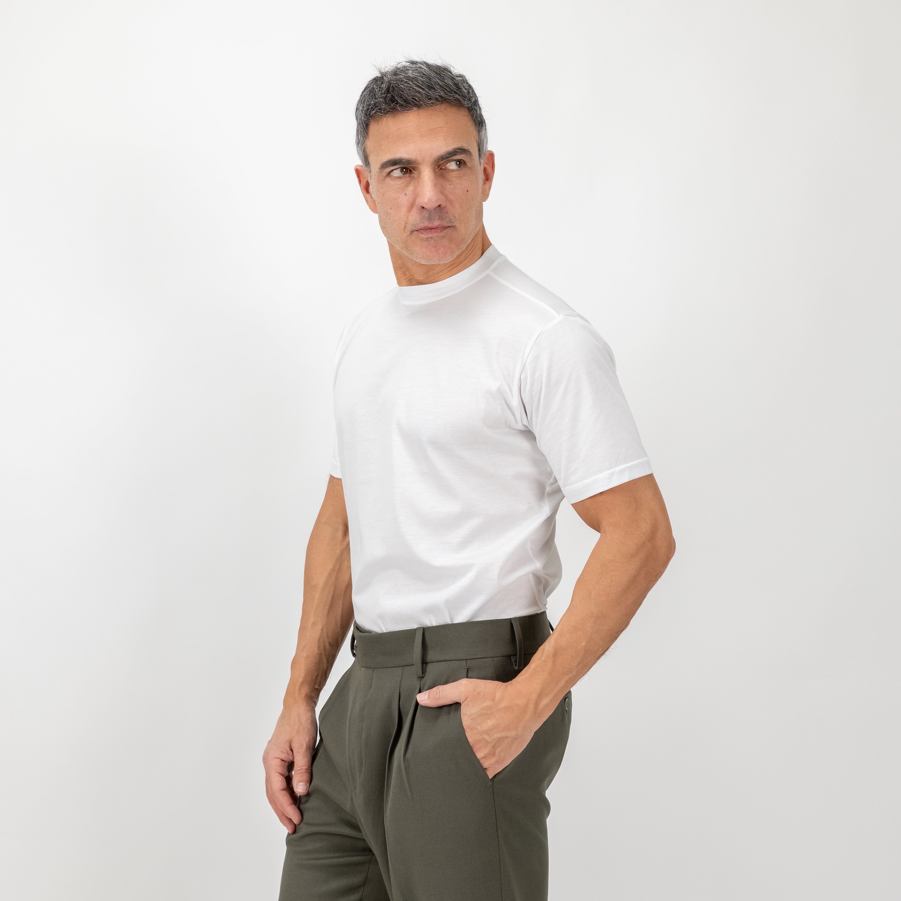 T-shirt in Filo di Scozia vestibilità aderente - Bianco