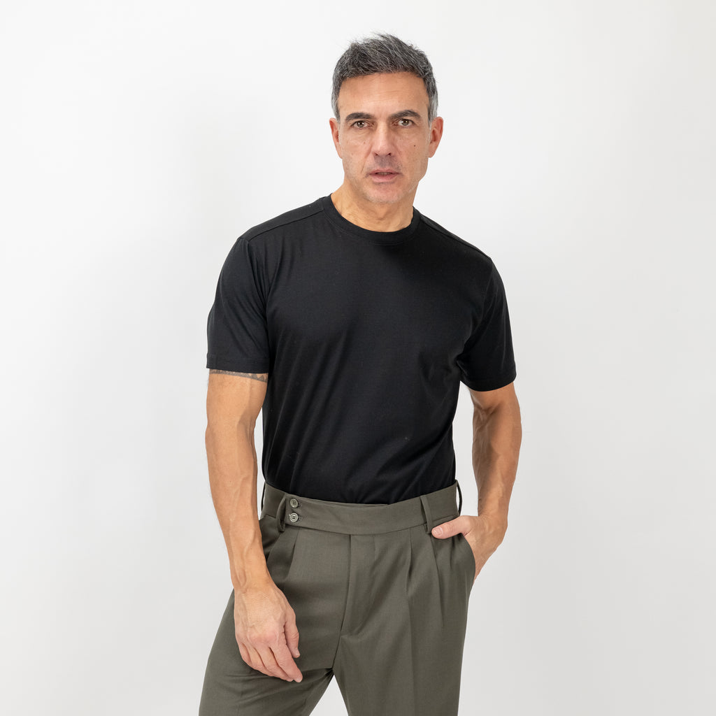 T-shirt in Filo di Scozia vestibilità aderente - Nero