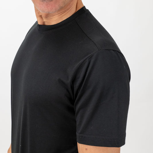 T-shirt in Filo di Scozia vestibilità aderente - Nero