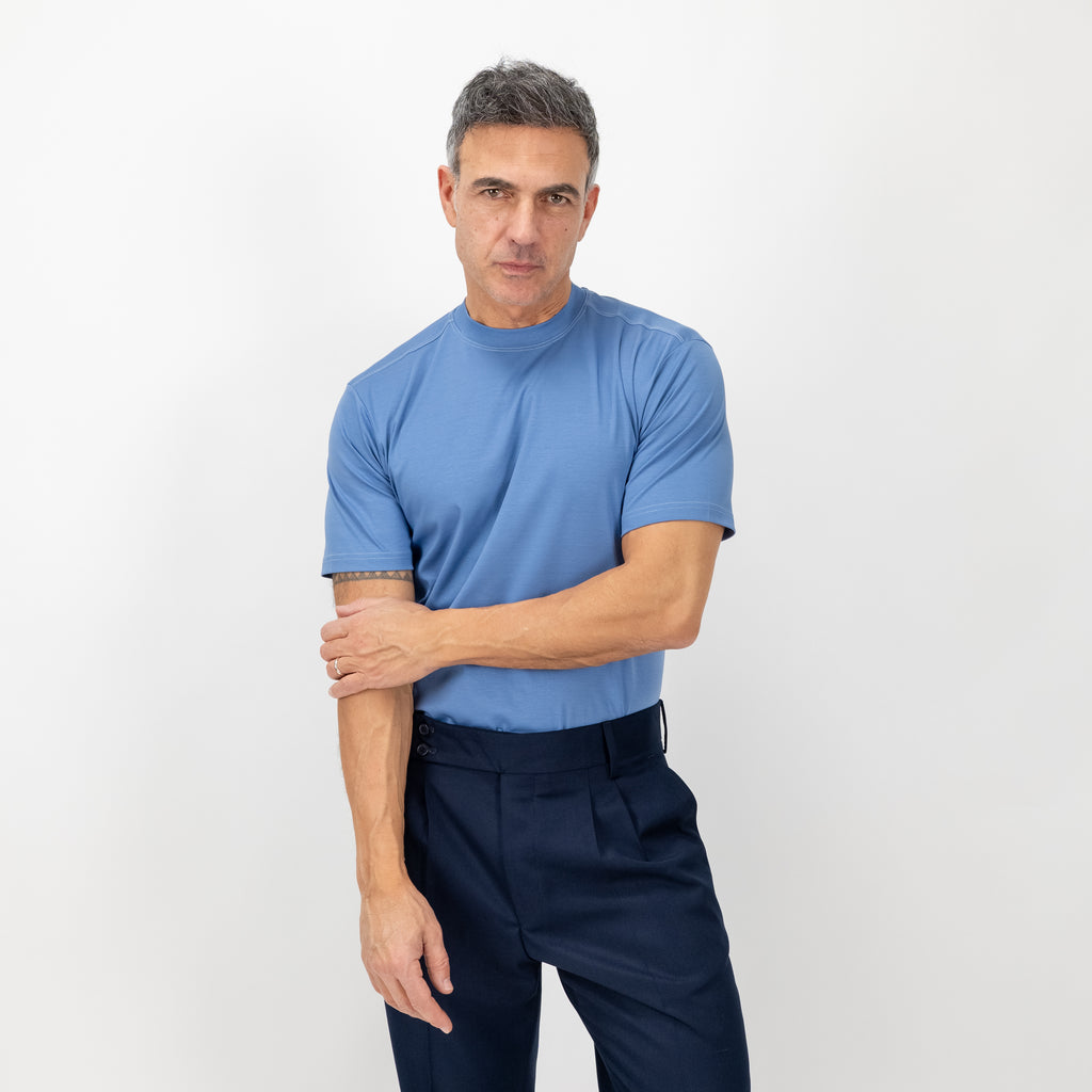 T-shirt in Filo di Scozia vestibilità aderente - Celeste