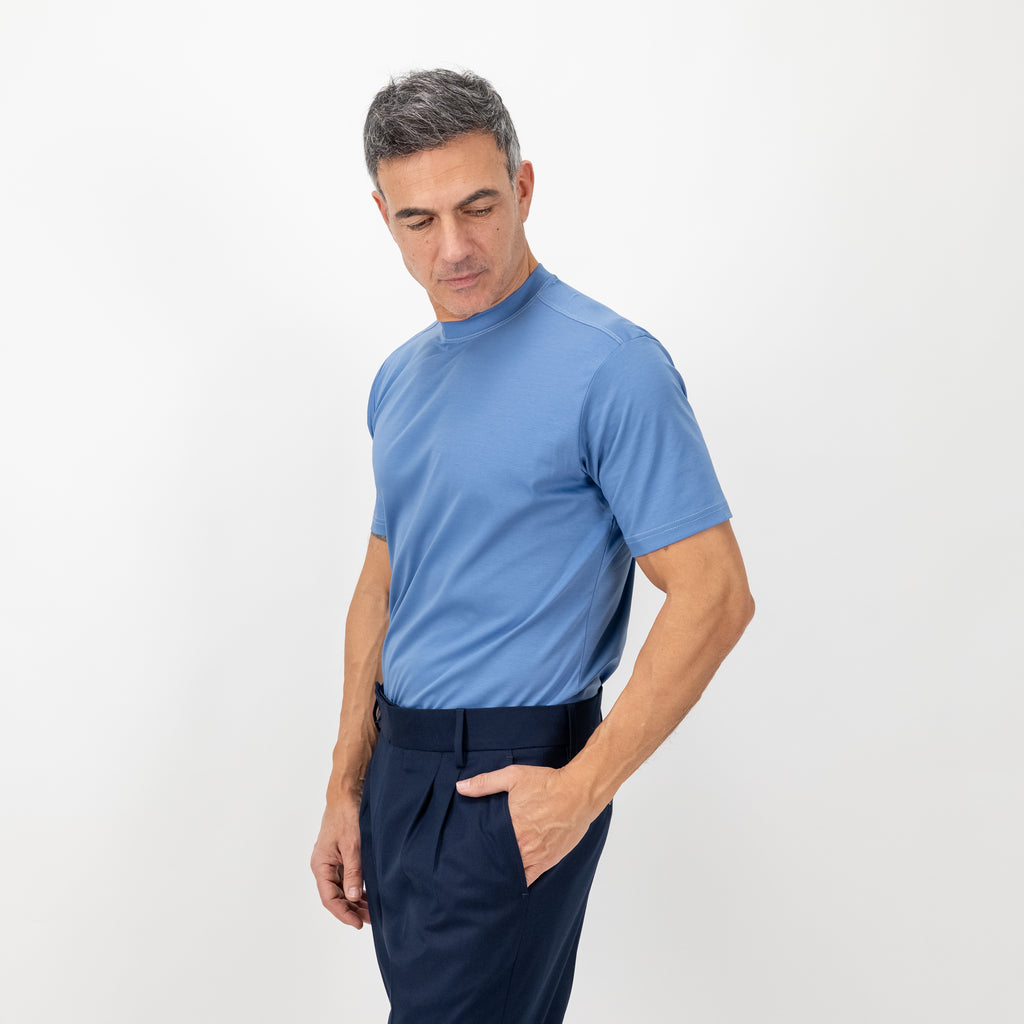 T-shirt in Filo di Scozia vestibilità aderente - Celeste