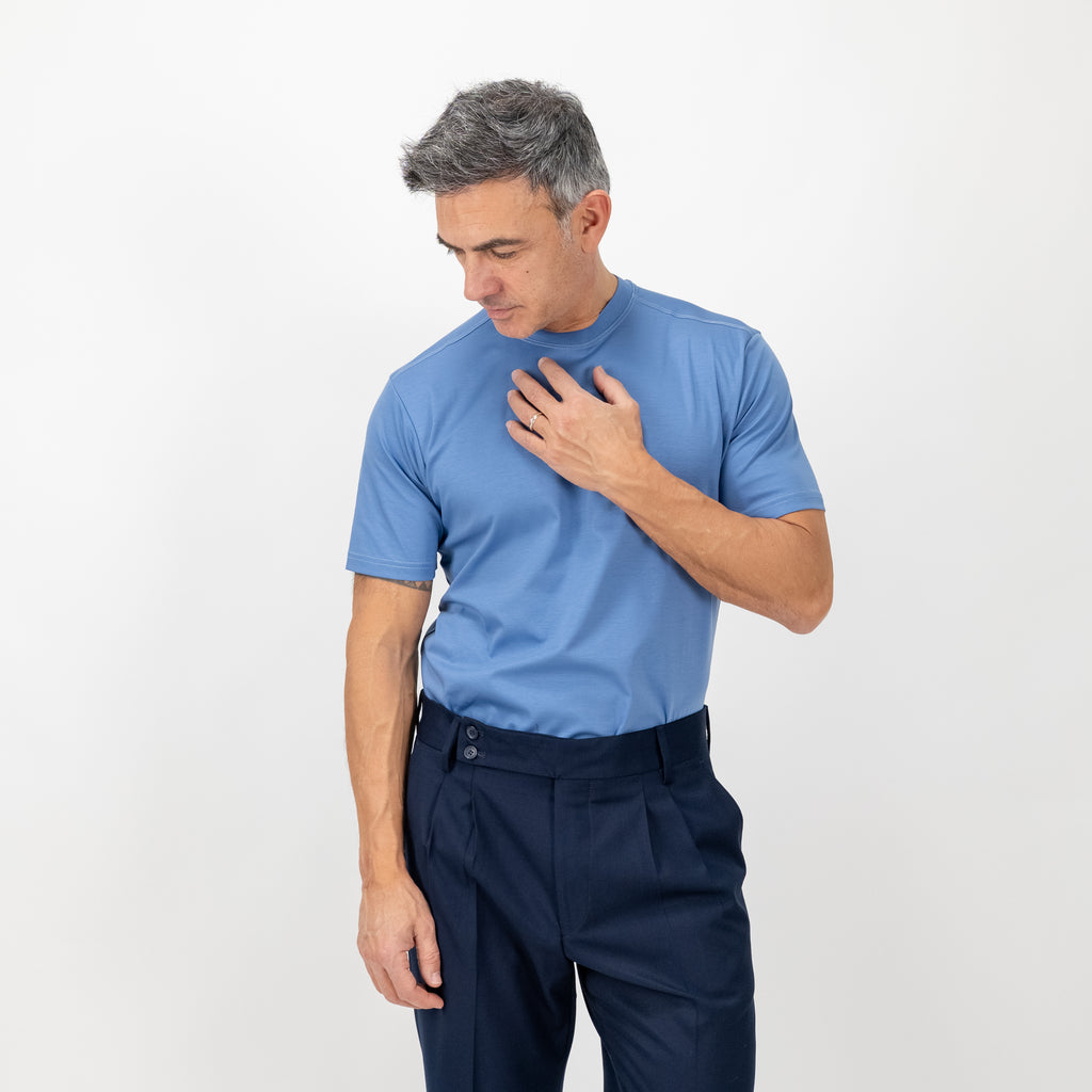 T-shirt in Filo di Scozia vestibilità aderente - Celeste