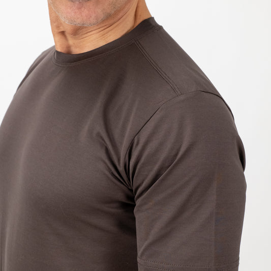 T-shirt in Filo di Scozia vestibilità aderente - Moro