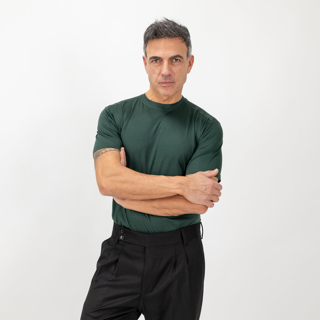 T-shirt in Filo di Scozia vestibilità aderente - Verde