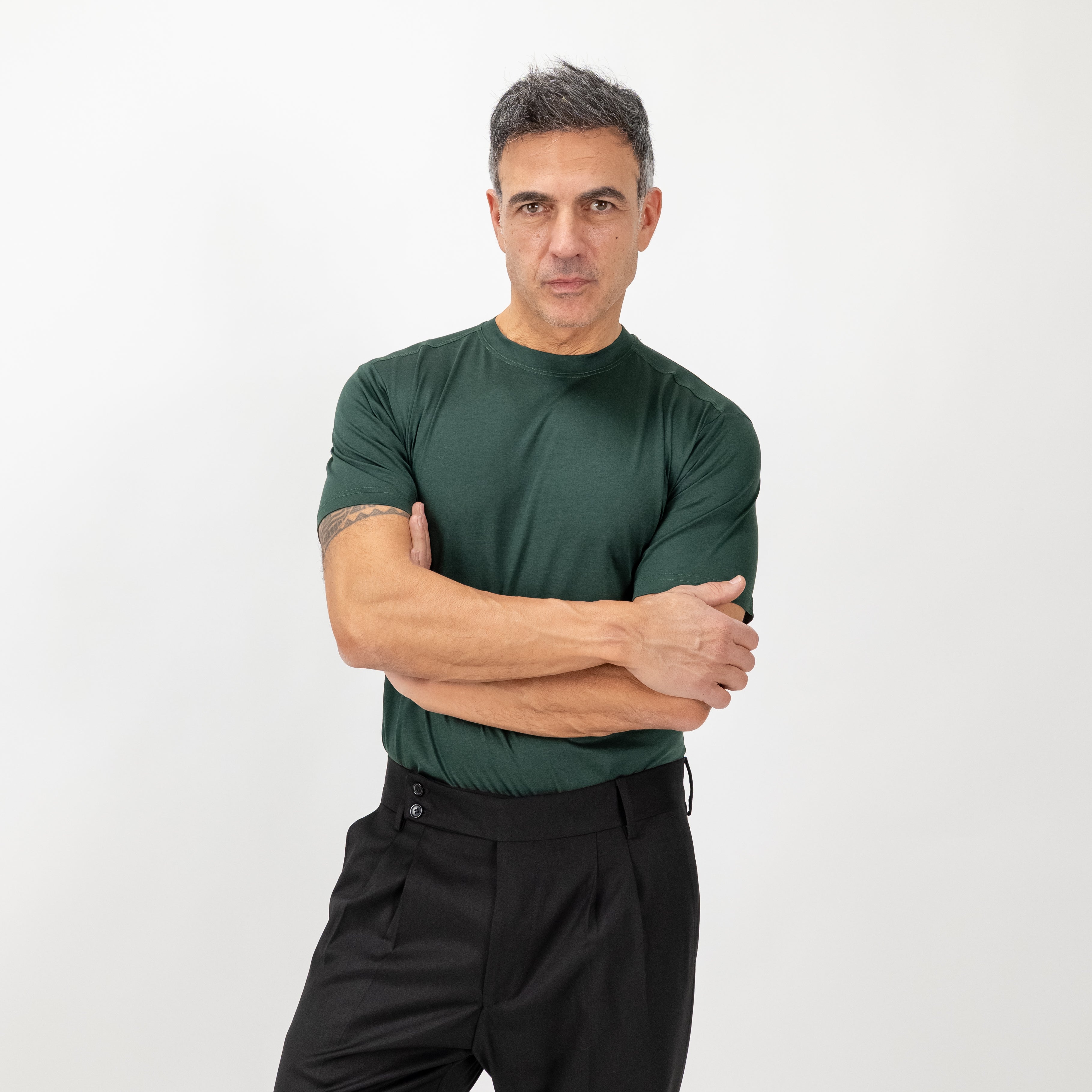 T-shirt in Filo di Scozia vestibilità aderente - Verde