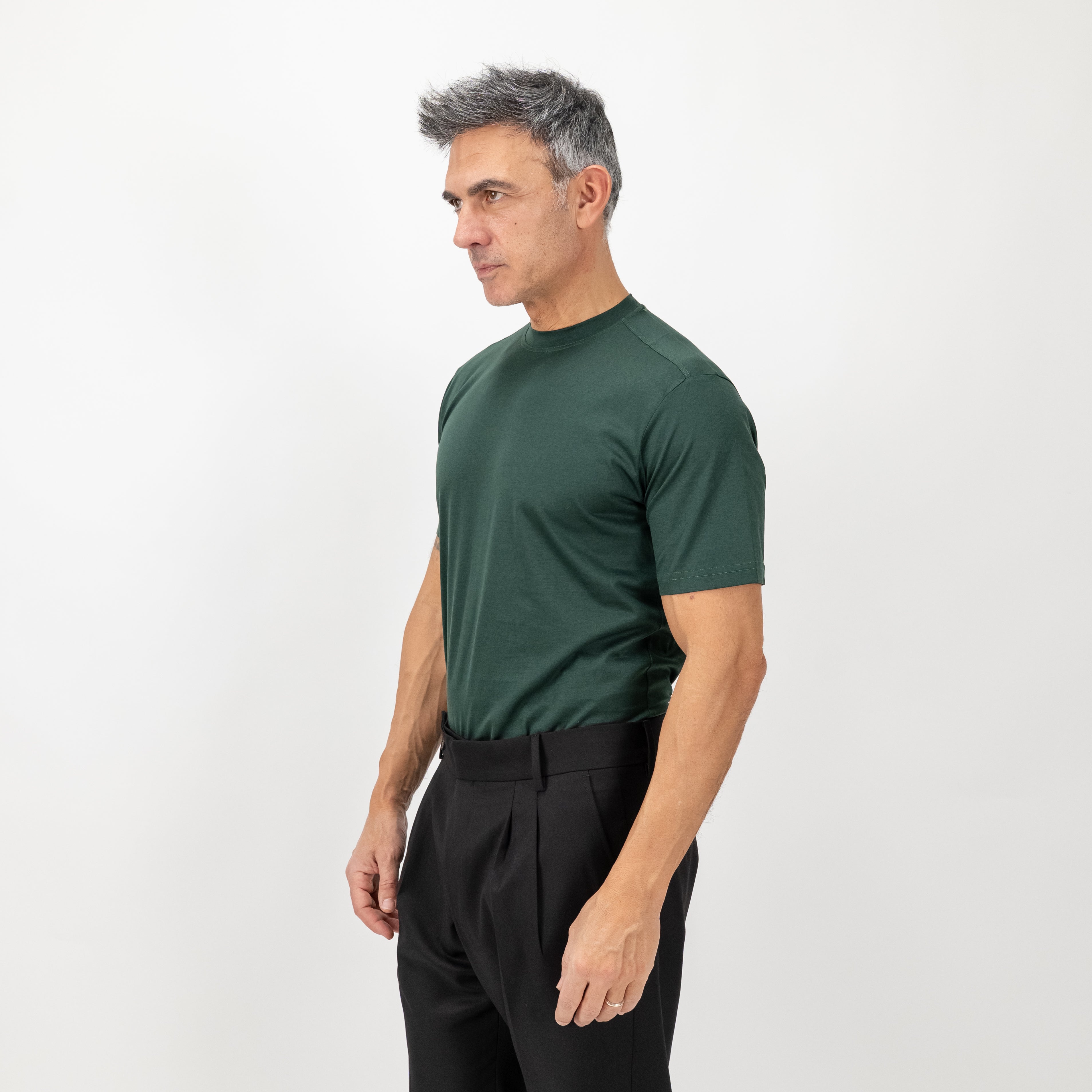 T-shirt in Filo di Scozia vestibilità aderente - Verde