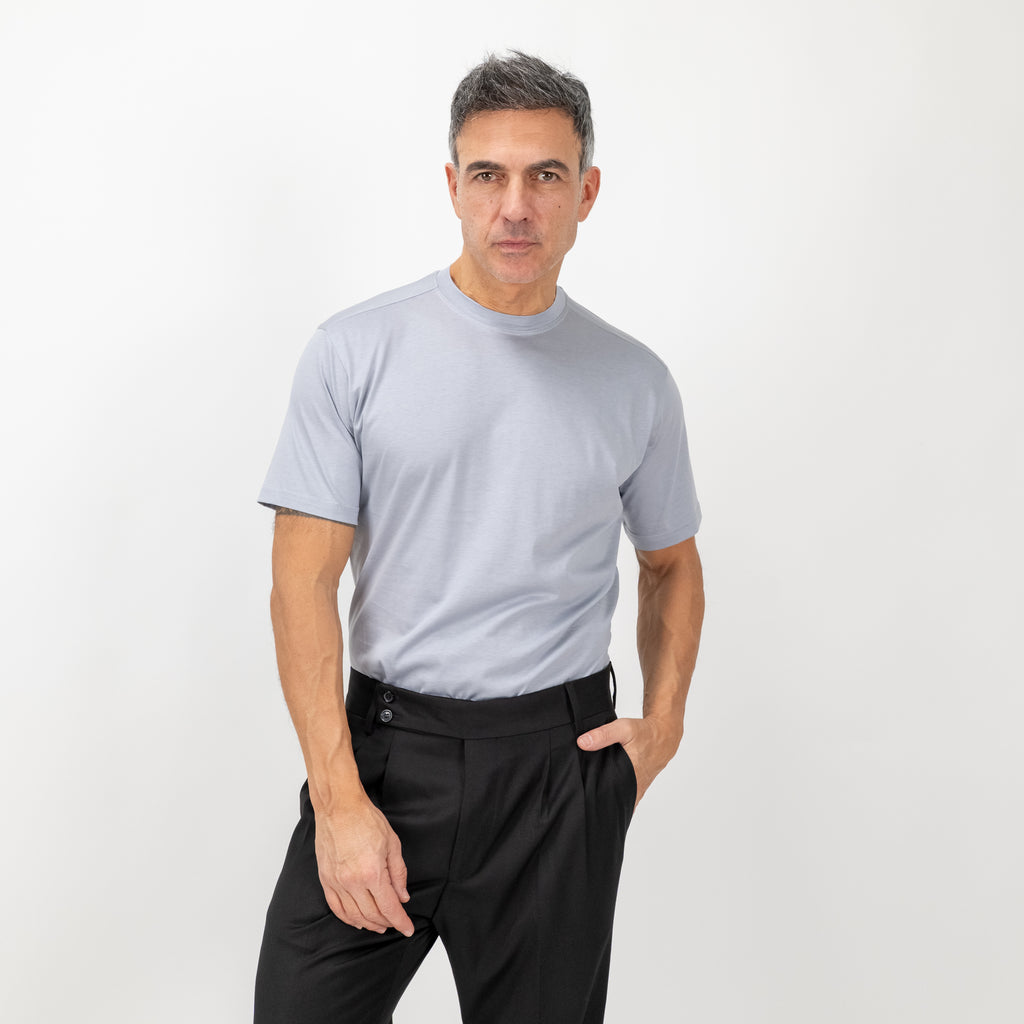 T-shirt in Filo di Scozia vestibilità aderente - Argento