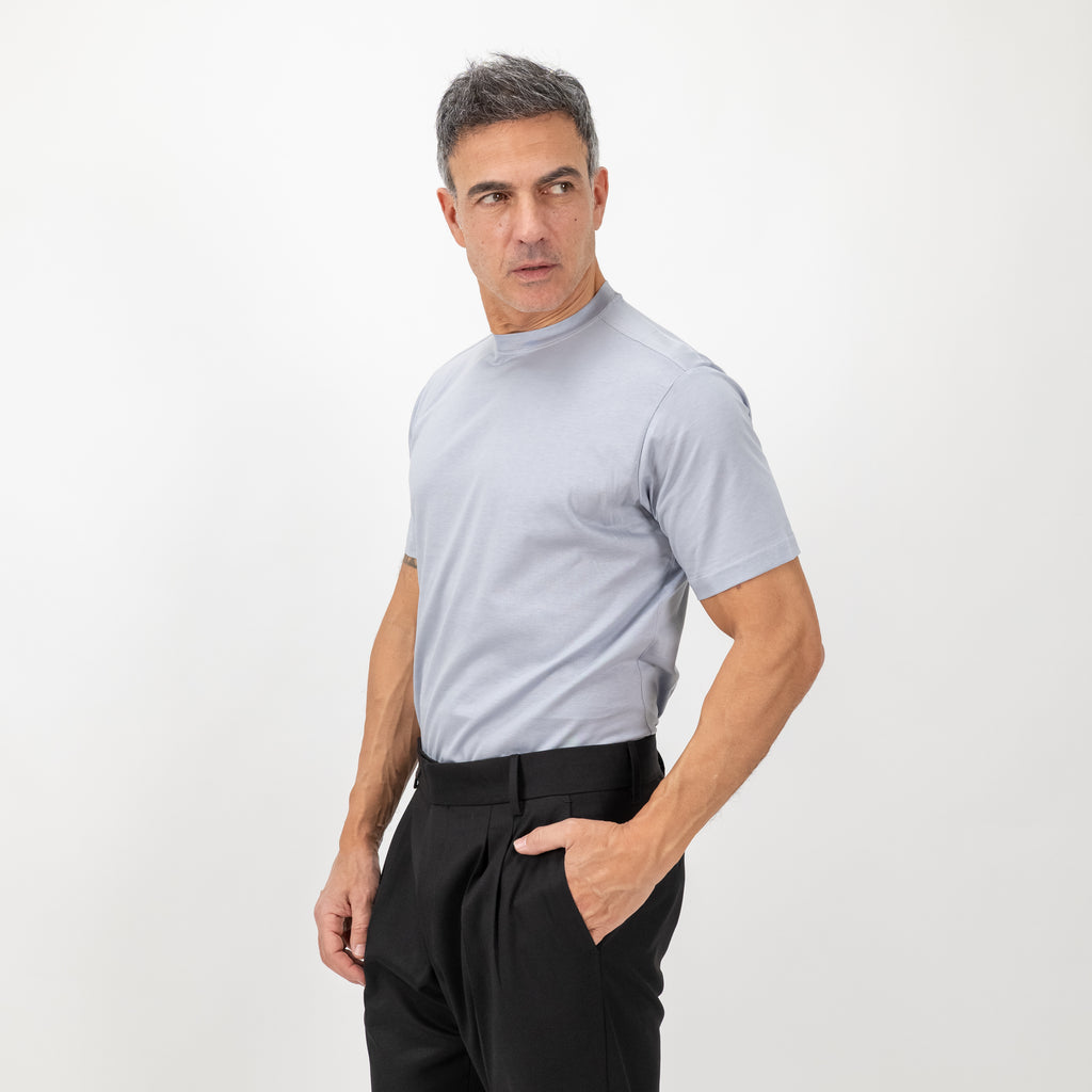 T-shirt in Filo di Scozia vestibilità aderente - Argento