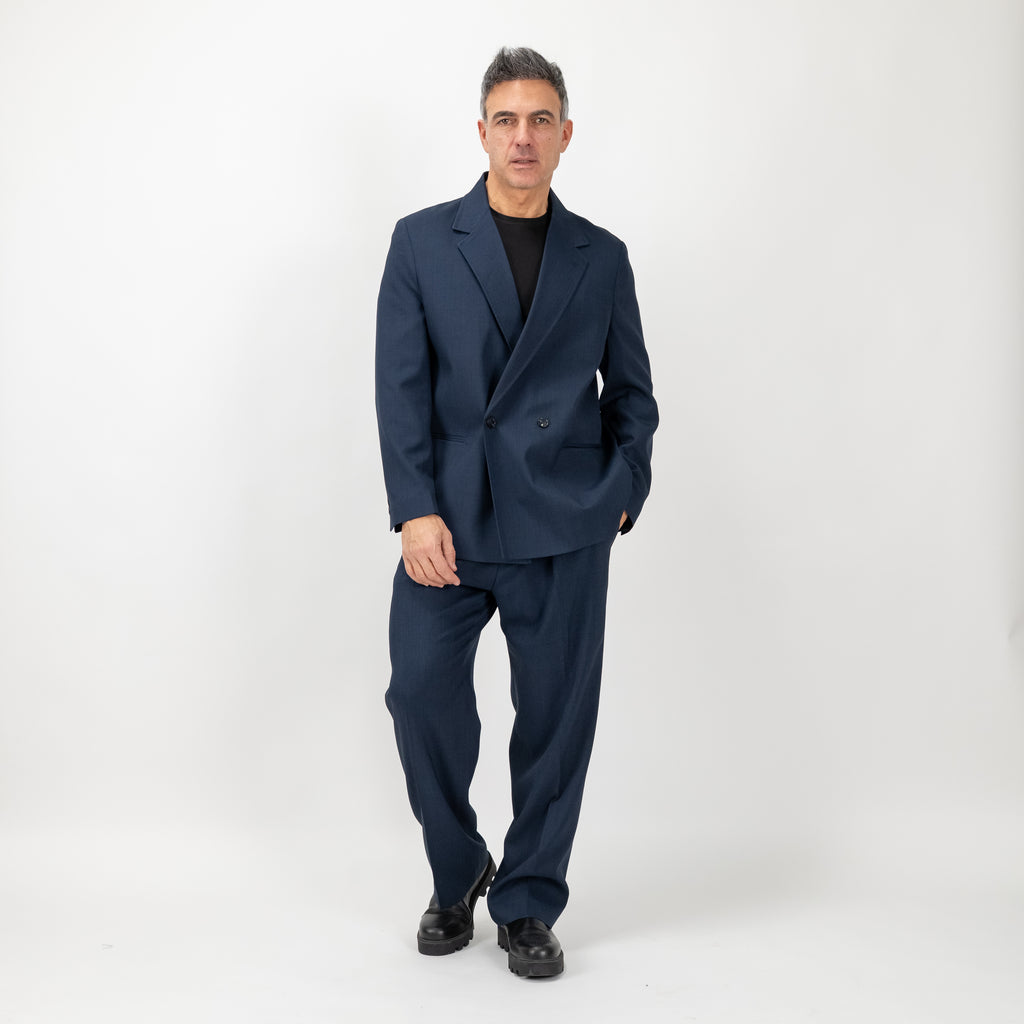 Oversized Double-Breasted Suit - Blue