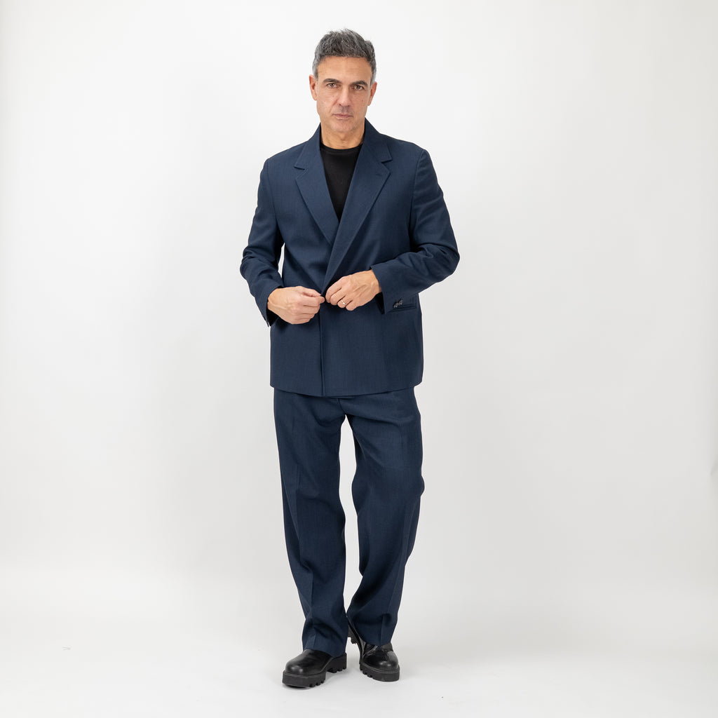 Oversized Double-Breasted Suit - Blue