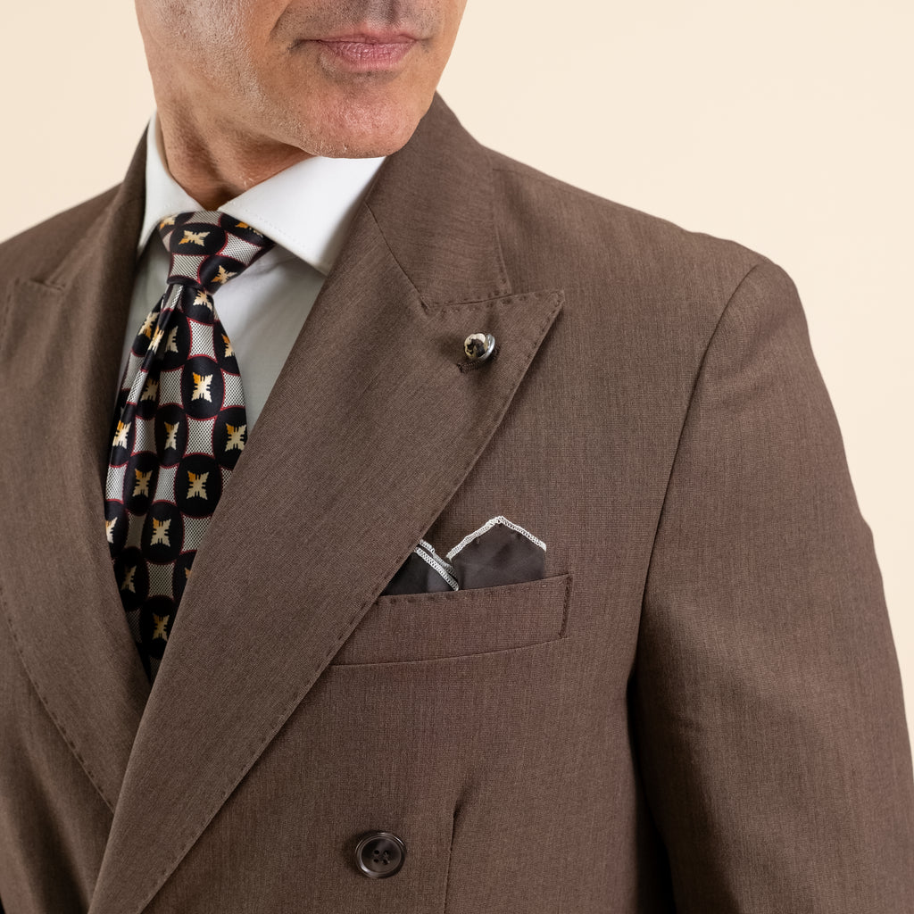 Abito doppio petto con pantalone con fibbia laterale - Moro