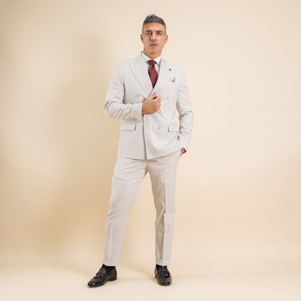 Traje cruzado con botones dorados - Azul royal