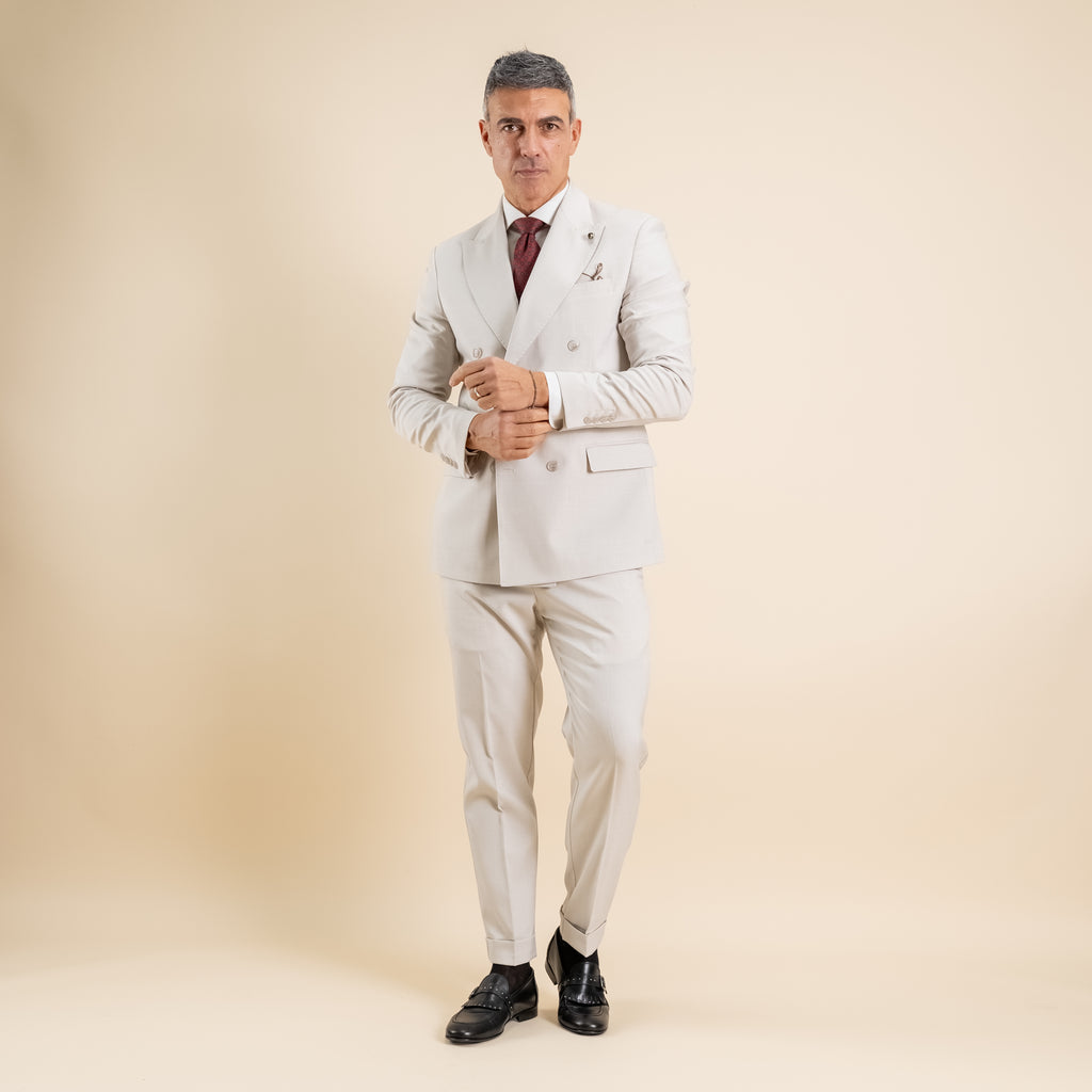 Traje cruzado con botones dorados - Azul royal