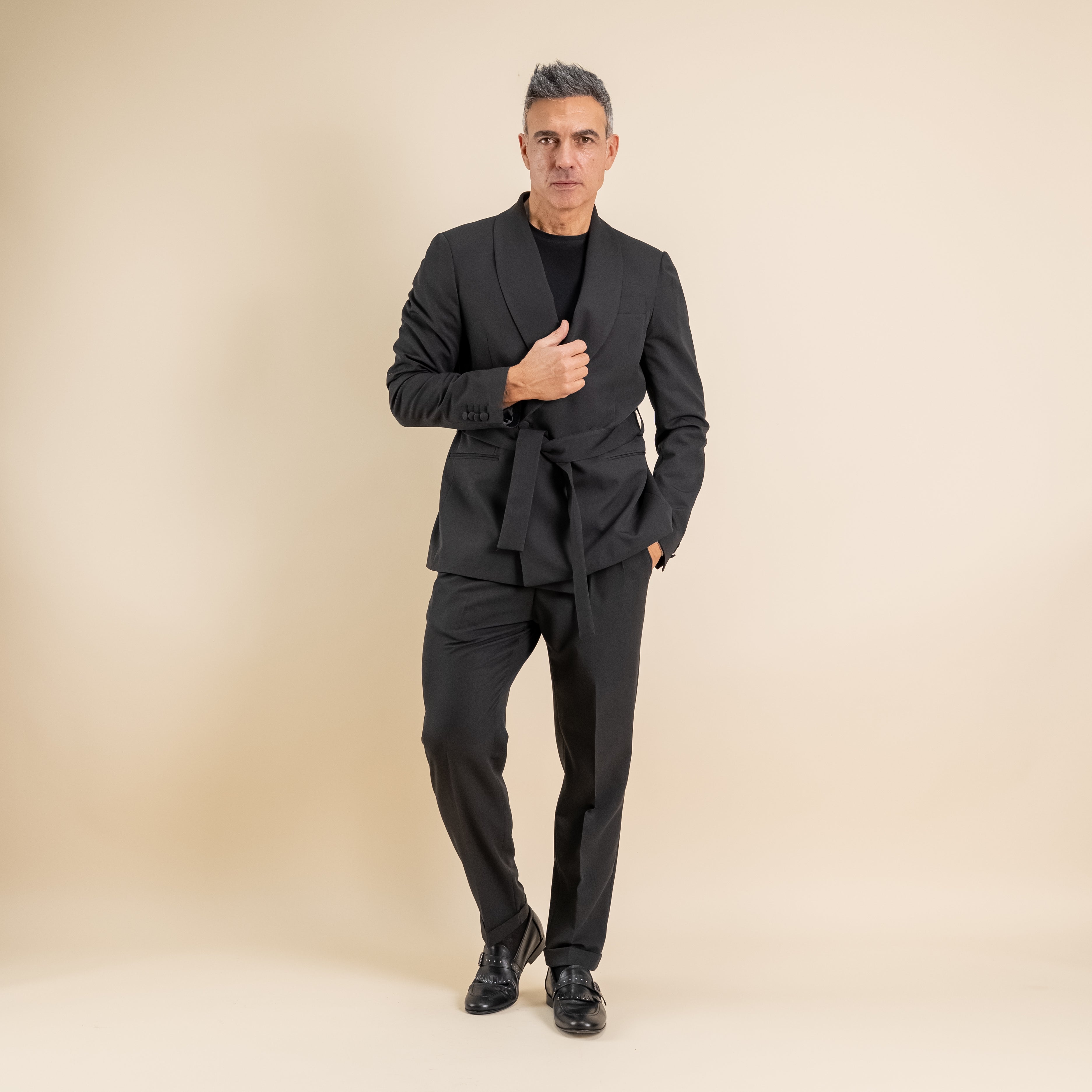 Traje cruzado con botones dorados - Azul royal