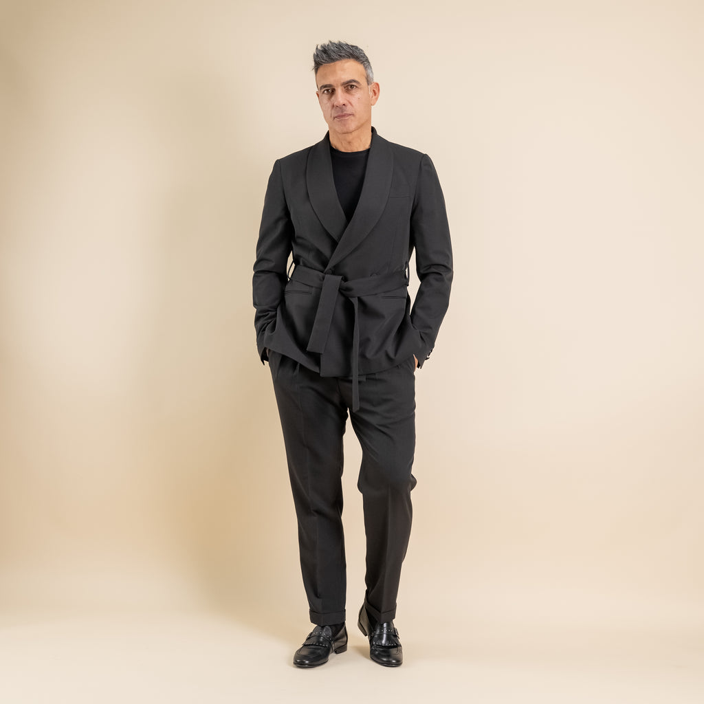 Traje cruzado con botones dorados - Azul royal