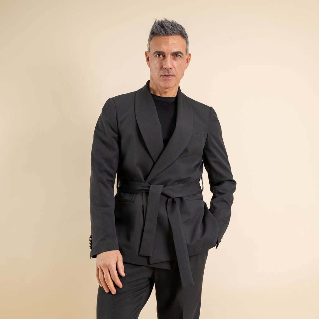 Traje cruzado con botones dorados - Azul royal