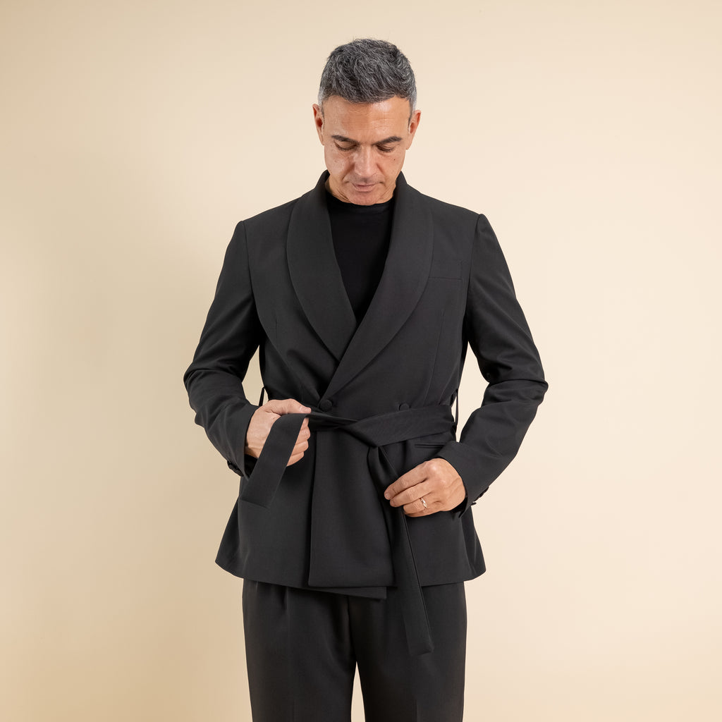 Traje cruzado con botones dorados - Azul royal