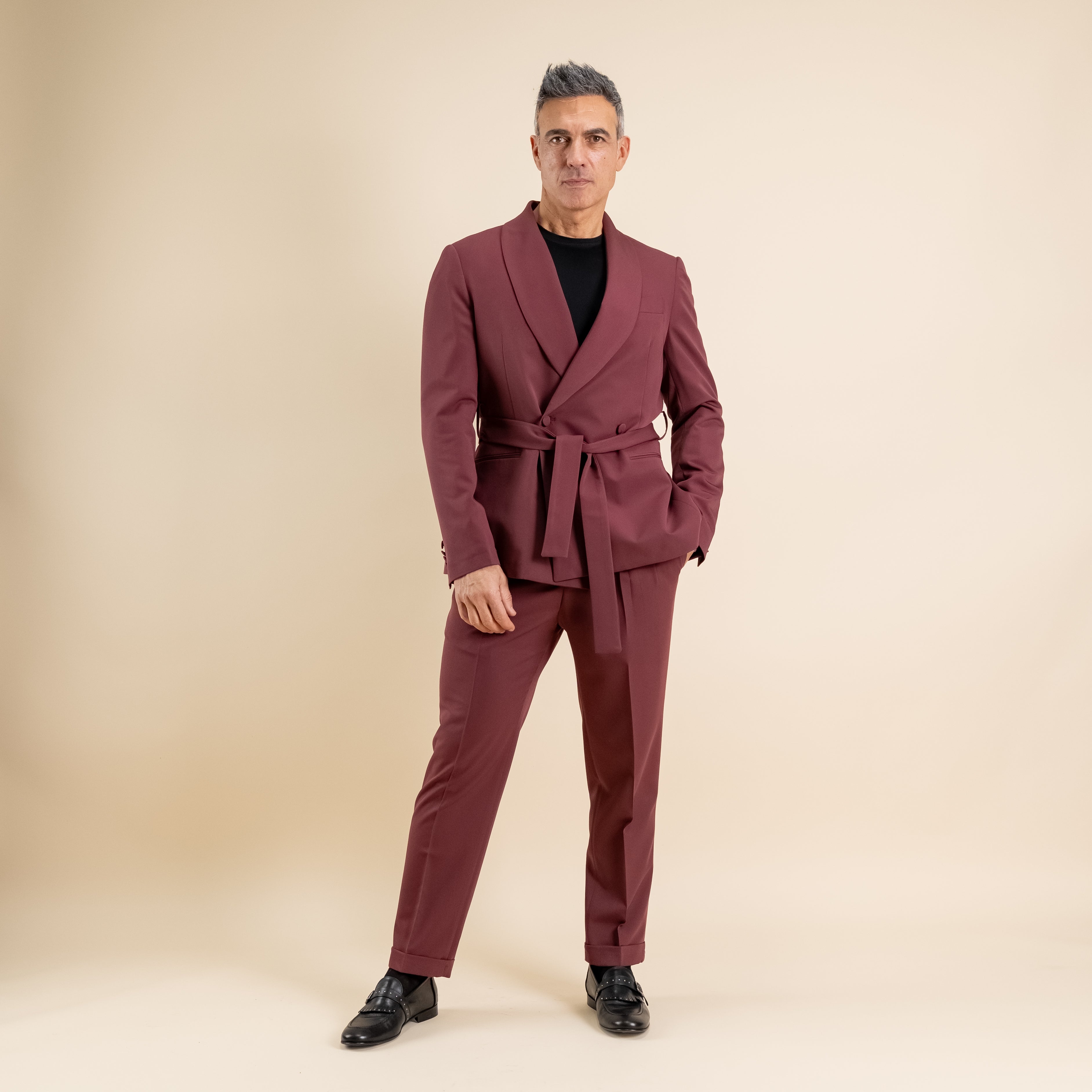 Traje cruzado con botones dorados - Azul royal