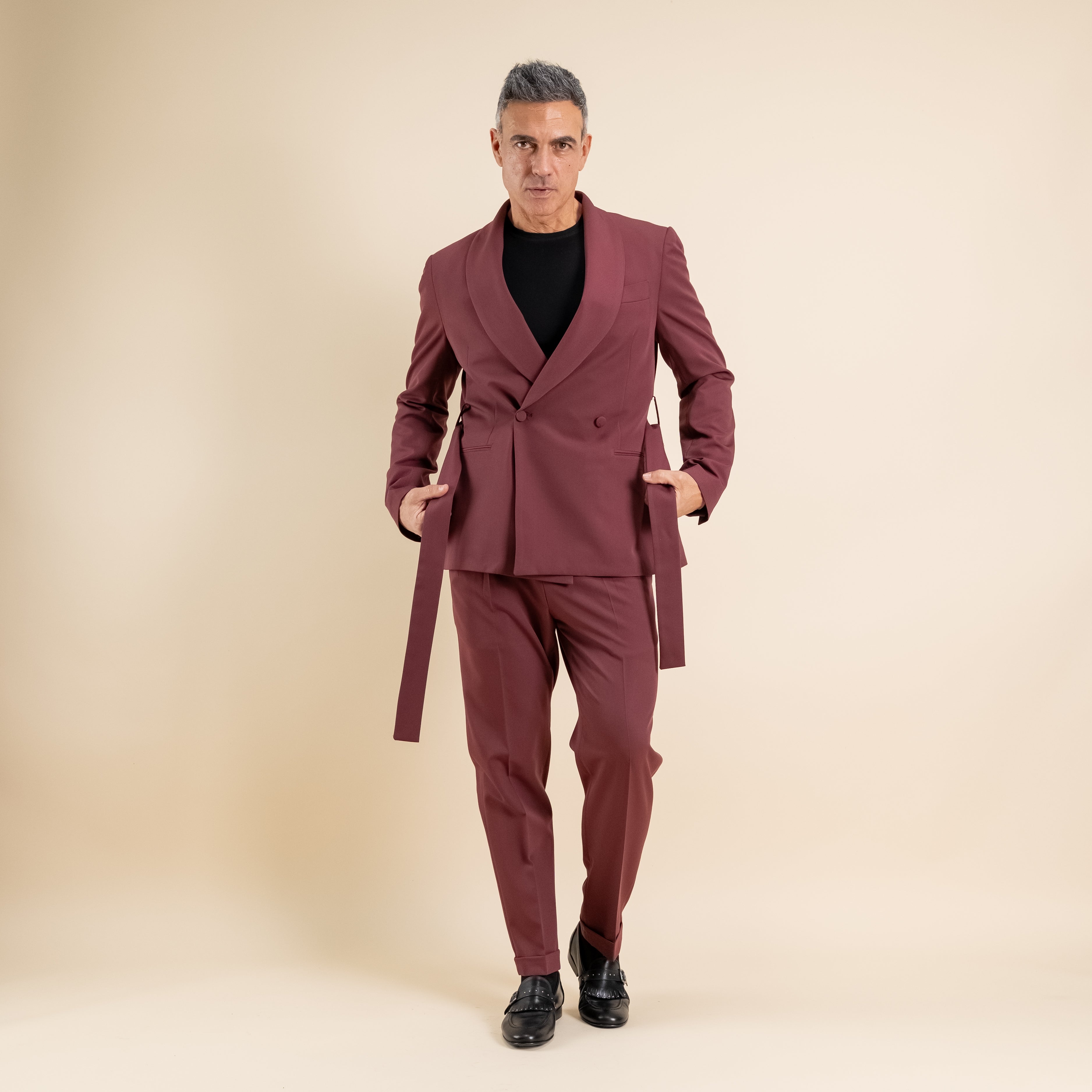 Traje cruzado con botones dorados - Azul royal