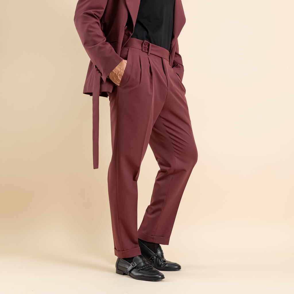 Abito doppiopetto kimono fit con allacciatura - Bordeaux