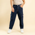 Jeans cargo ripped - Blu scuro
