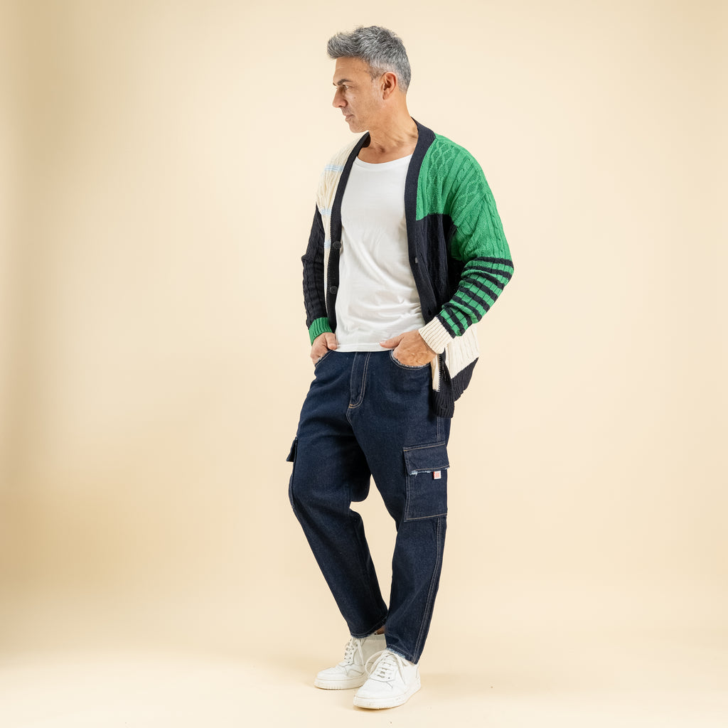 Jeans cargo ripped - Blu scuro