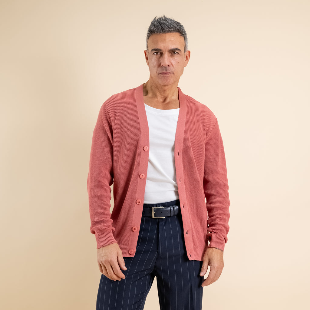 Cardigan in maglia a Scollo V –  Rosa