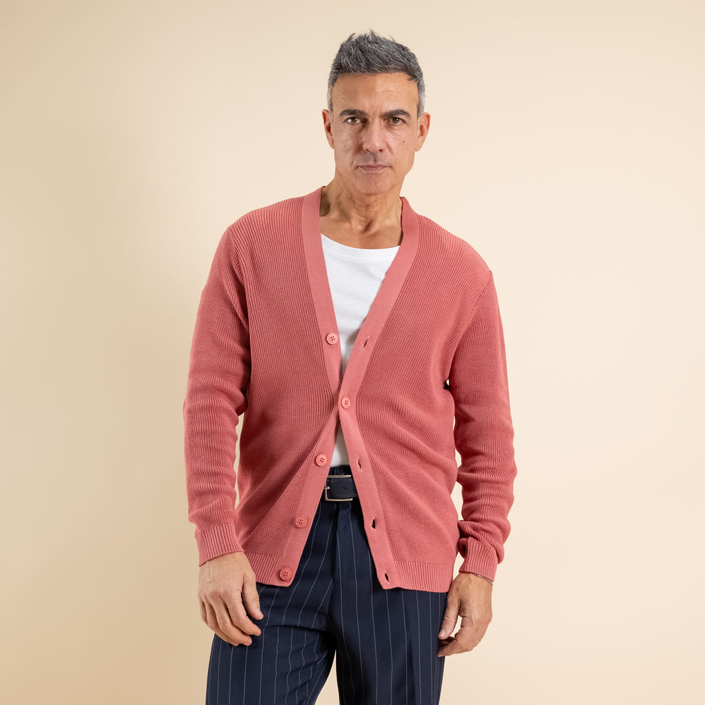 Cardigan in maglia a Scollo V –  Rosa