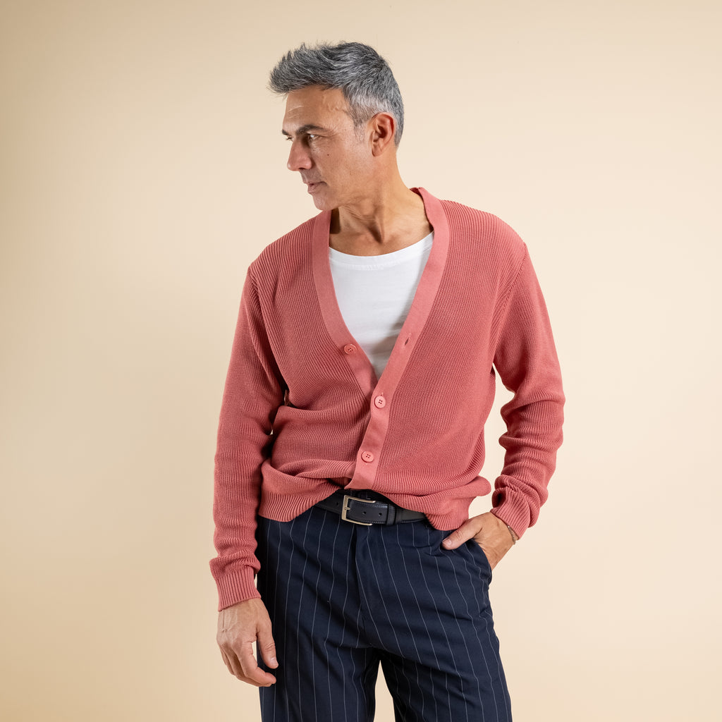 Cardigan in maglia a Scollo V –  Rosa