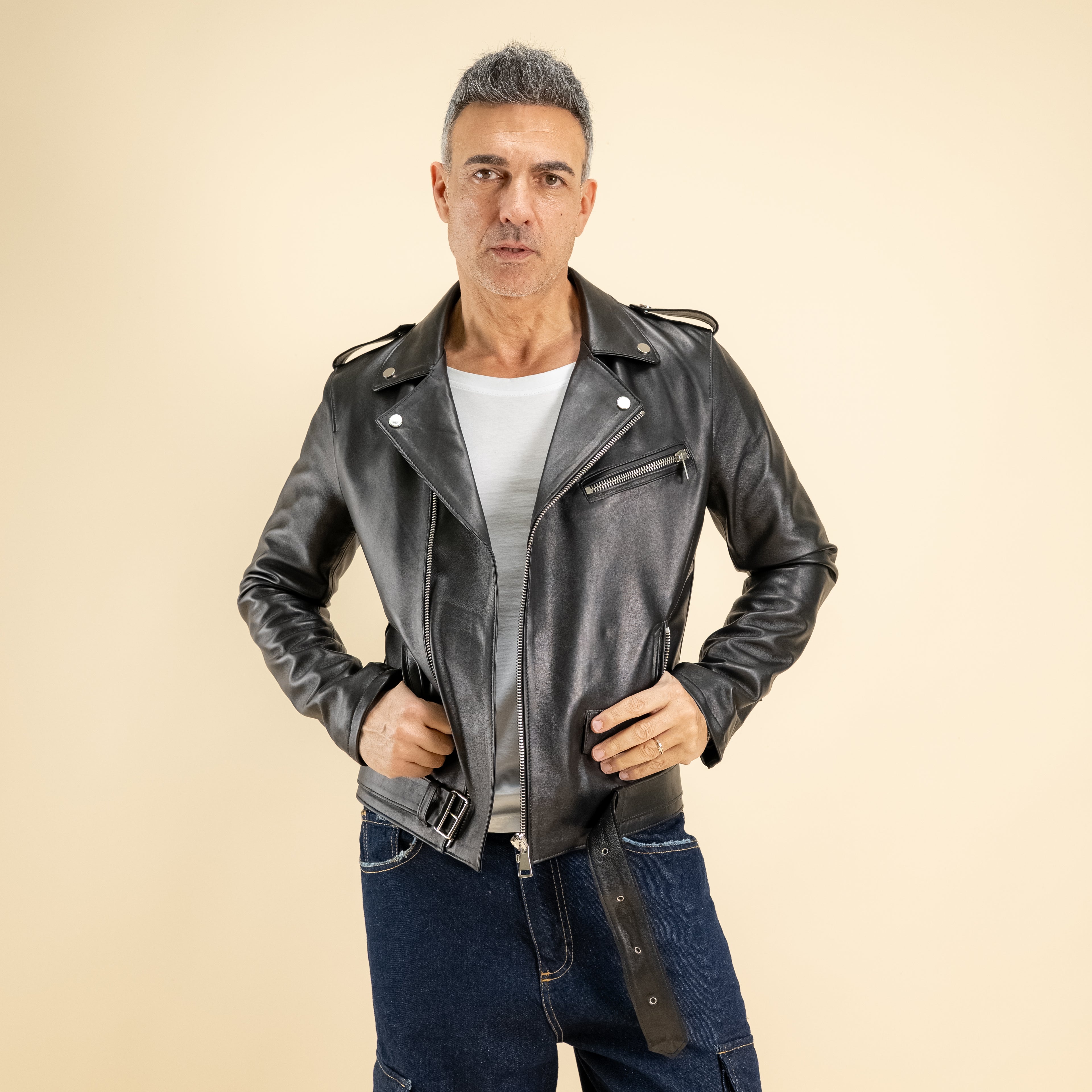 Chiodo slim fit - Nero