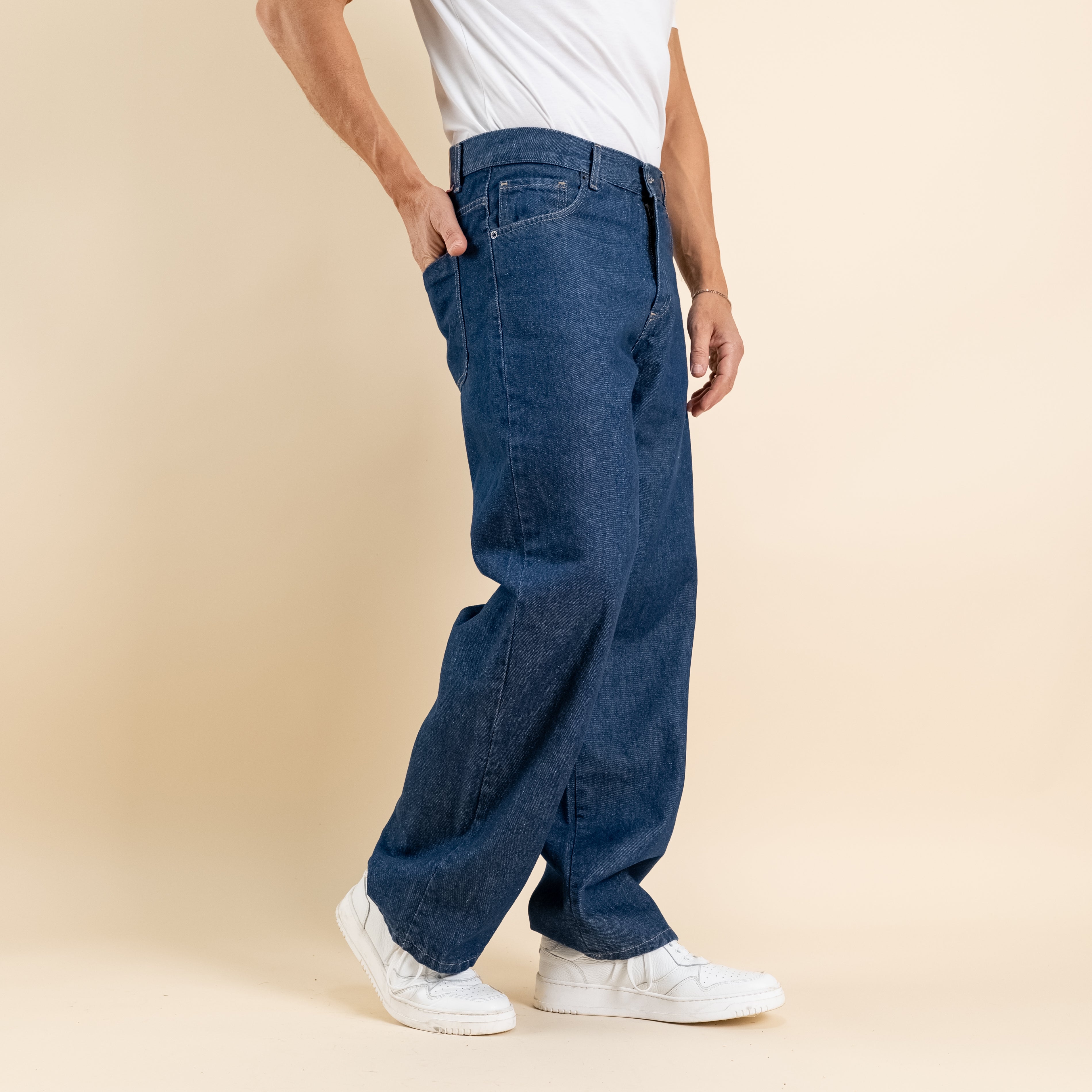 Vaqueros ajustados de color liso - Azul