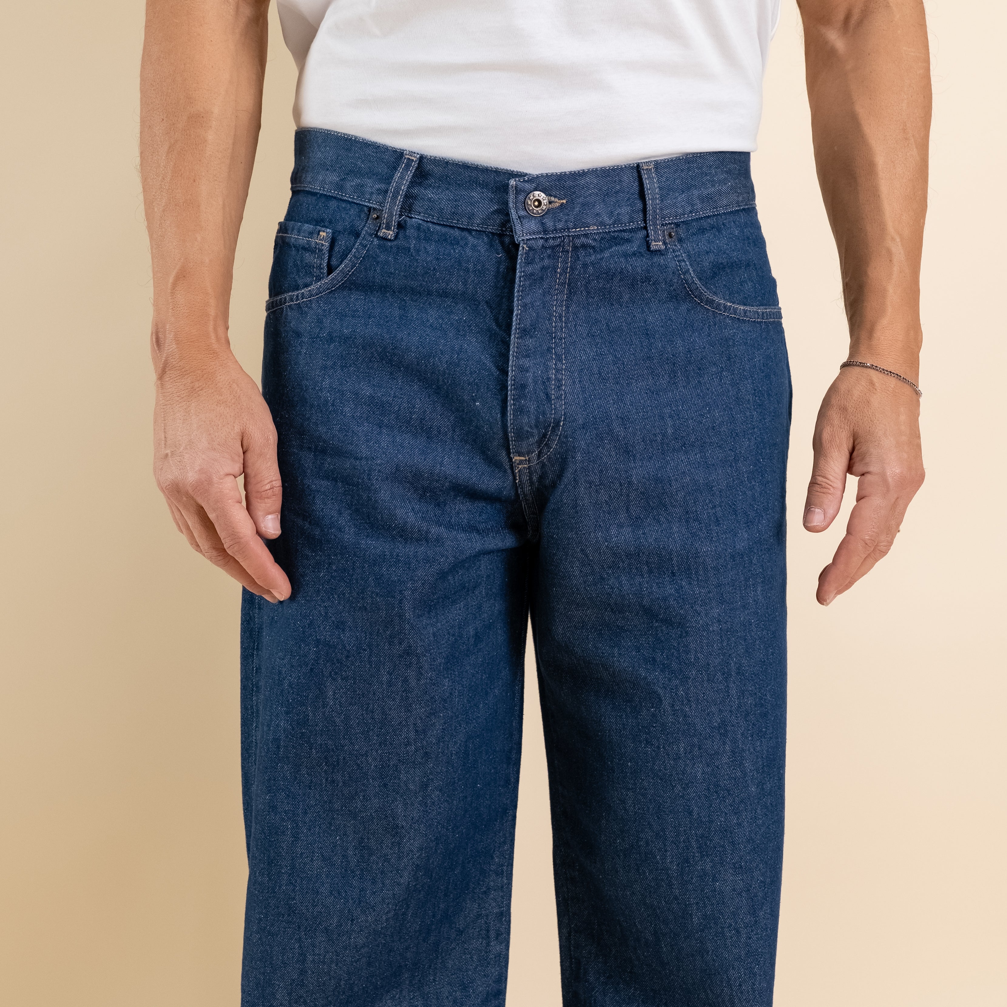 Vaqueros ajustados de color liso - Azul