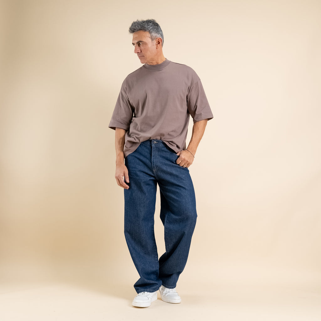 Oversized cropped t-shirt - Taupe