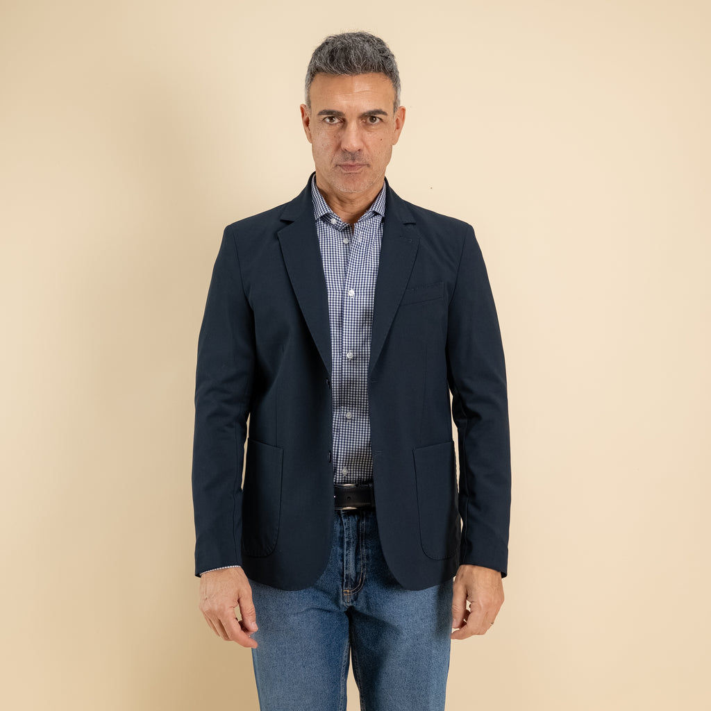 Single-breasted quilted jacket - Midnight Blue